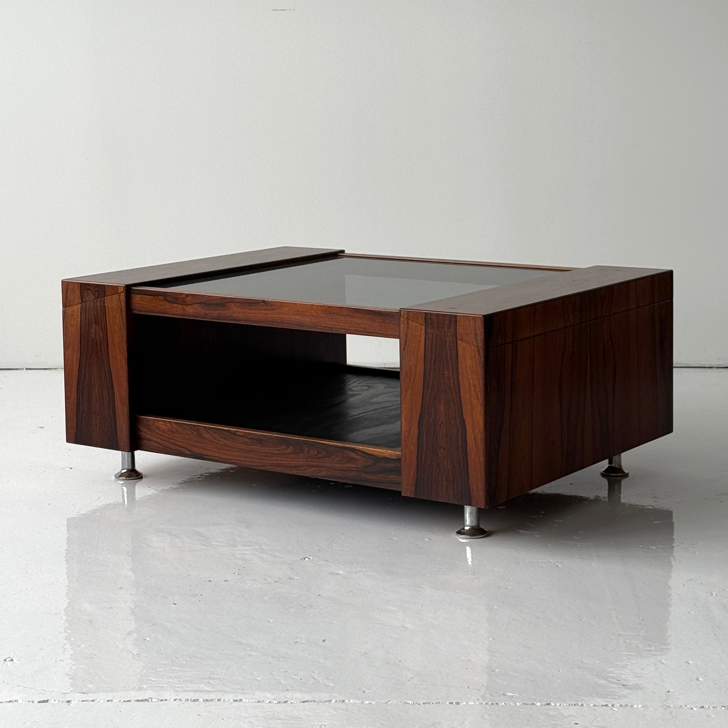 Brazilian Rosewood Glass Coffee Table
