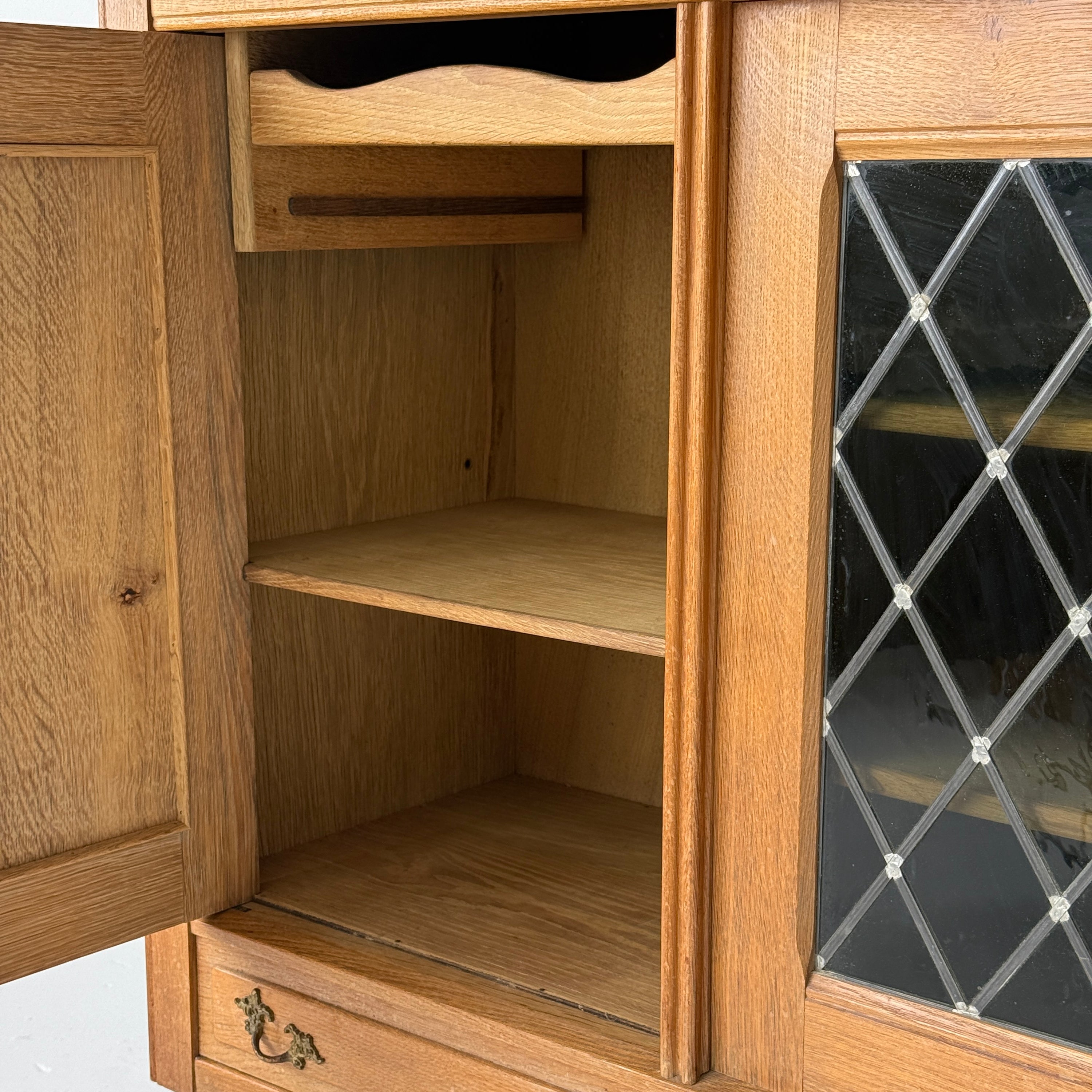 Danish Carved Oak Brutalist Wood Sideboard