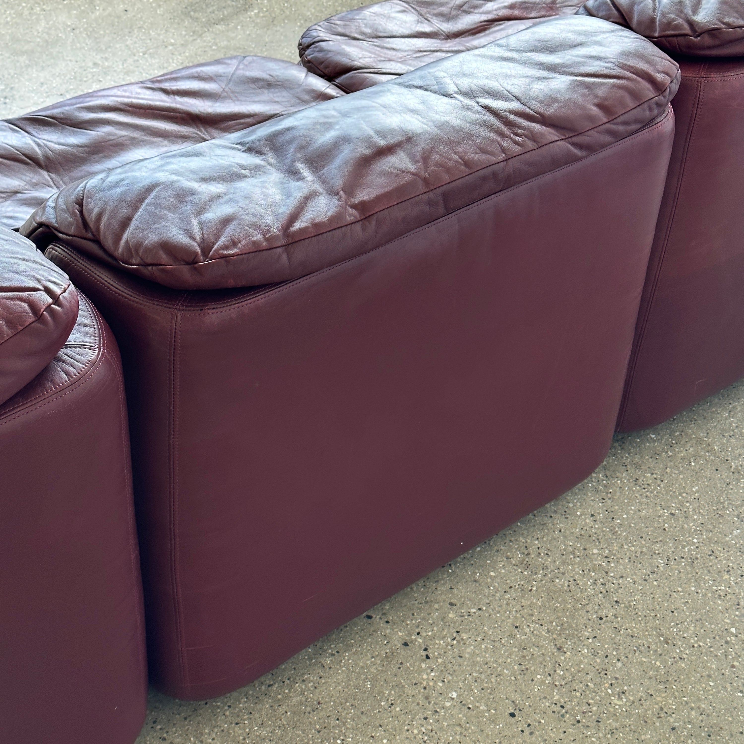 Oxblood Leather Modular Sofa by Friedrich Hill for Brayton International