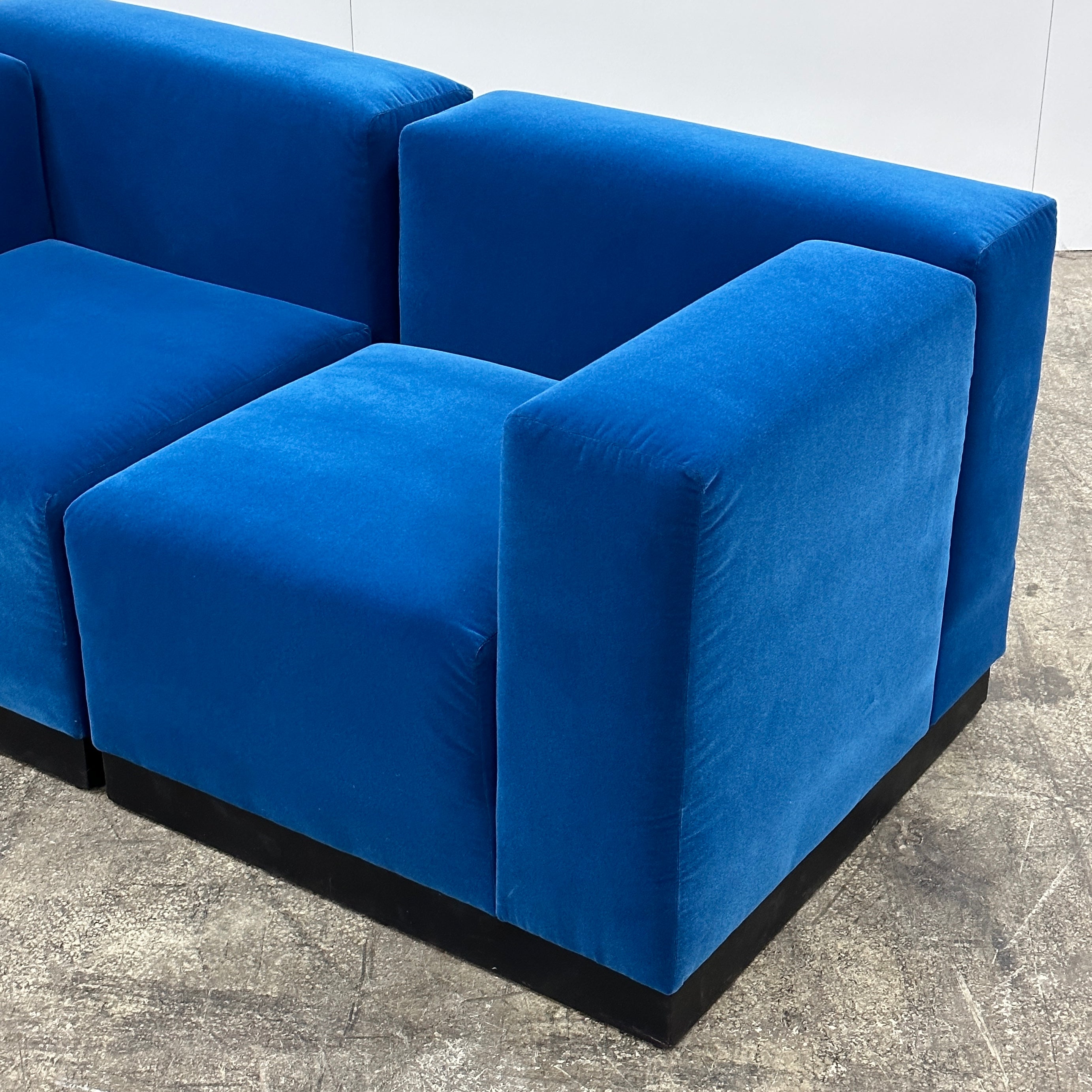 Modular Loveseat by Marden in Blue Mohair
