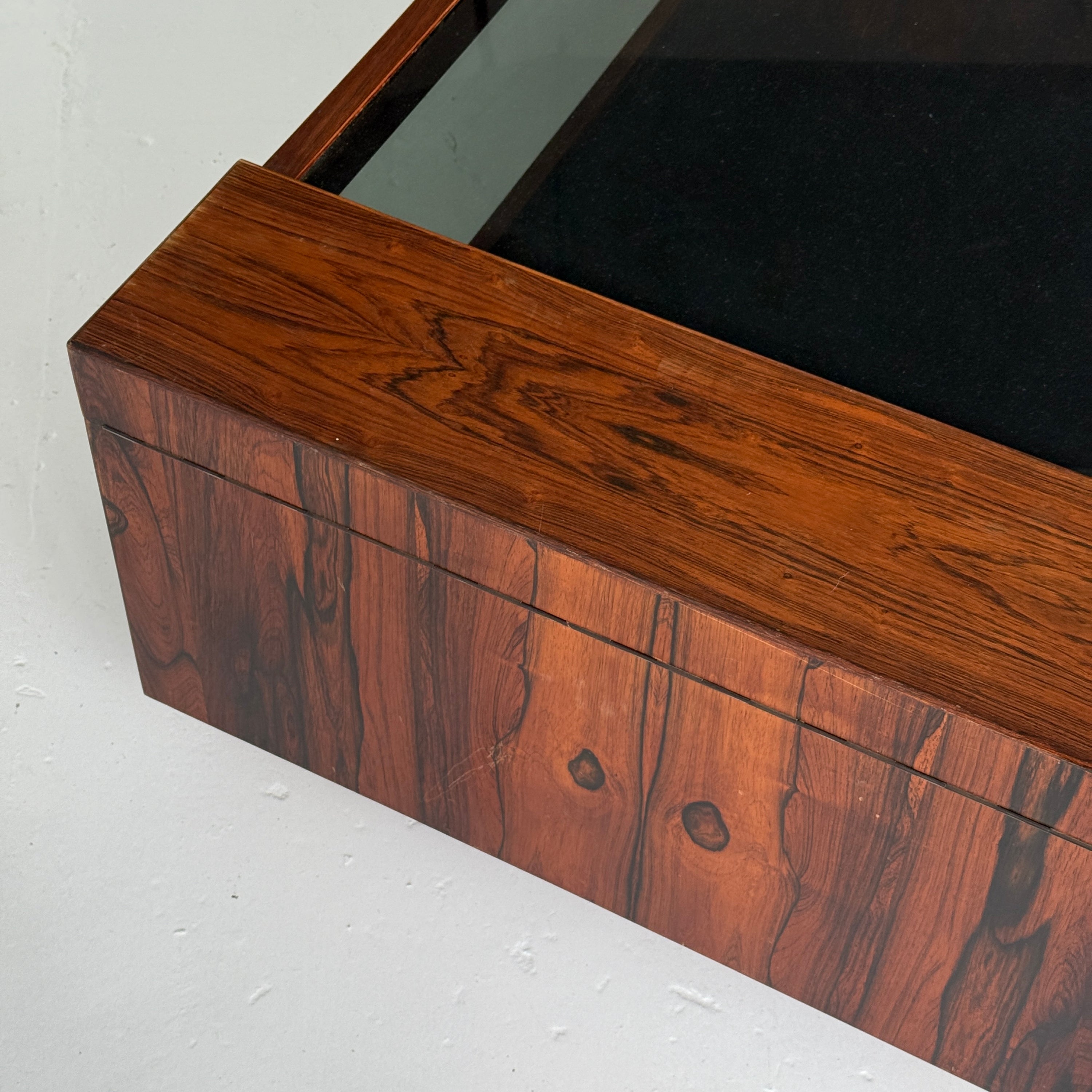 Brazilian Rosewood Glass Coffee Table