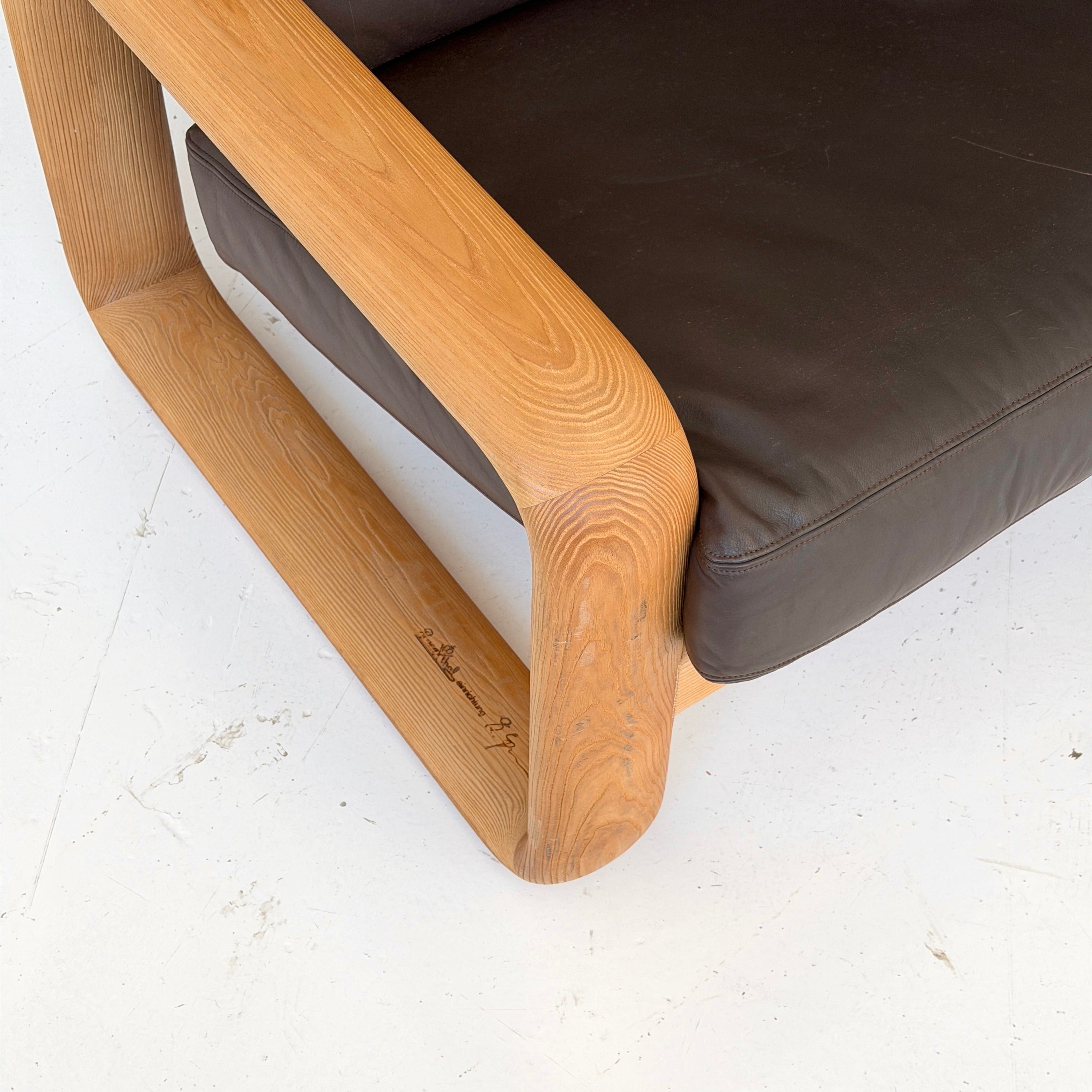 Leather + Oak Hombre Sofa by Burkhard Vogetherr for Rosenthal