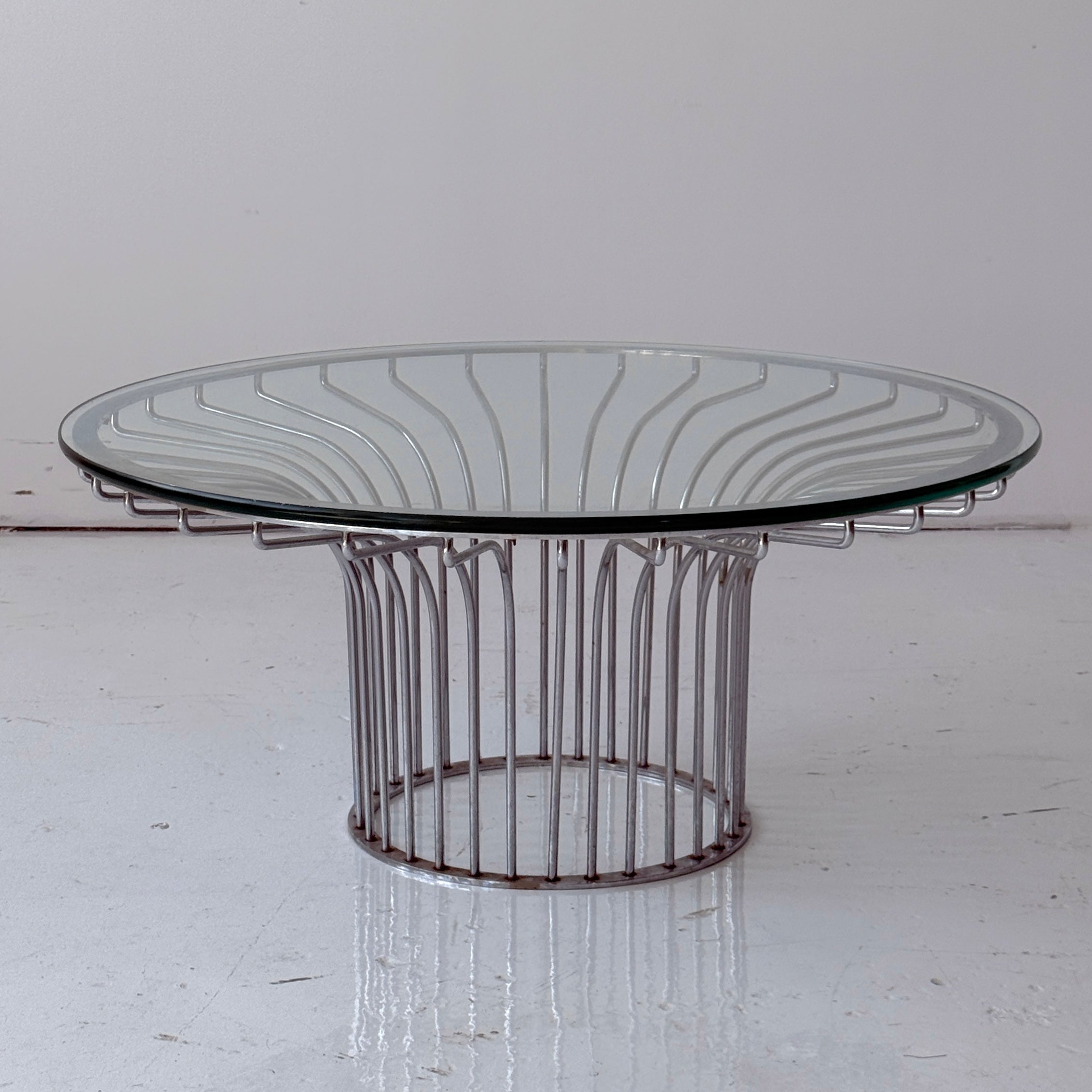 Chrome Glass Circular Postmodern Coffee Table