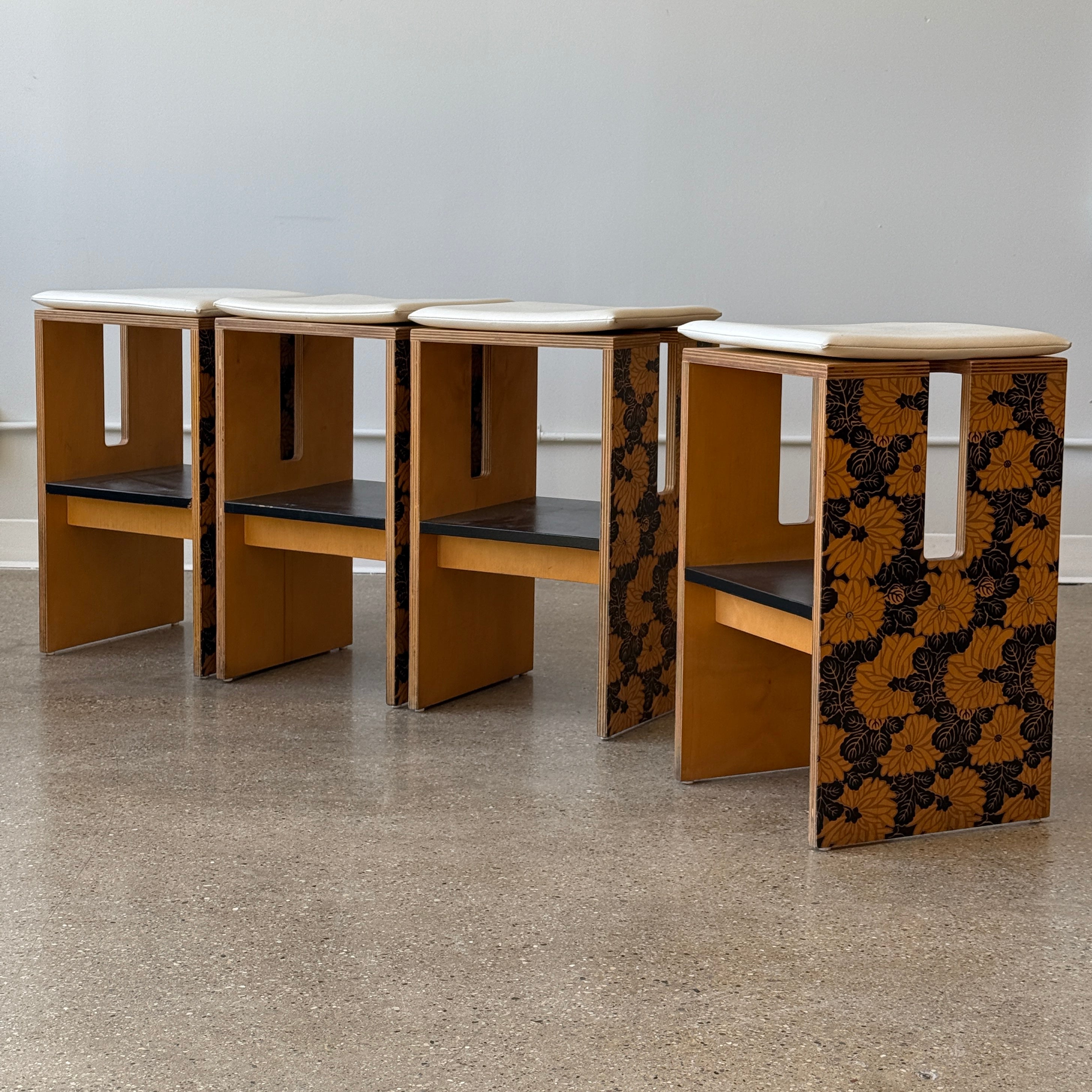 Studio Made Counter Stools with Chinoiserie Print