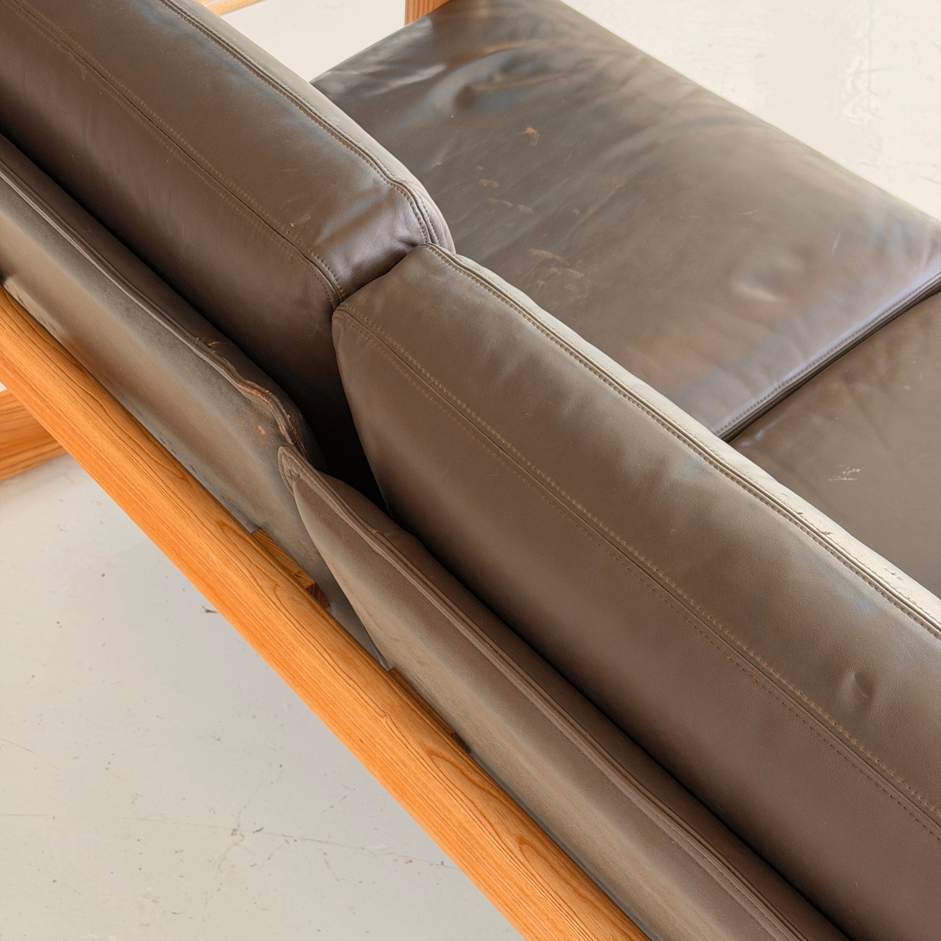 Leather + Oak Hombre Sofa by Burkhard Vogetherr for Rosenthal