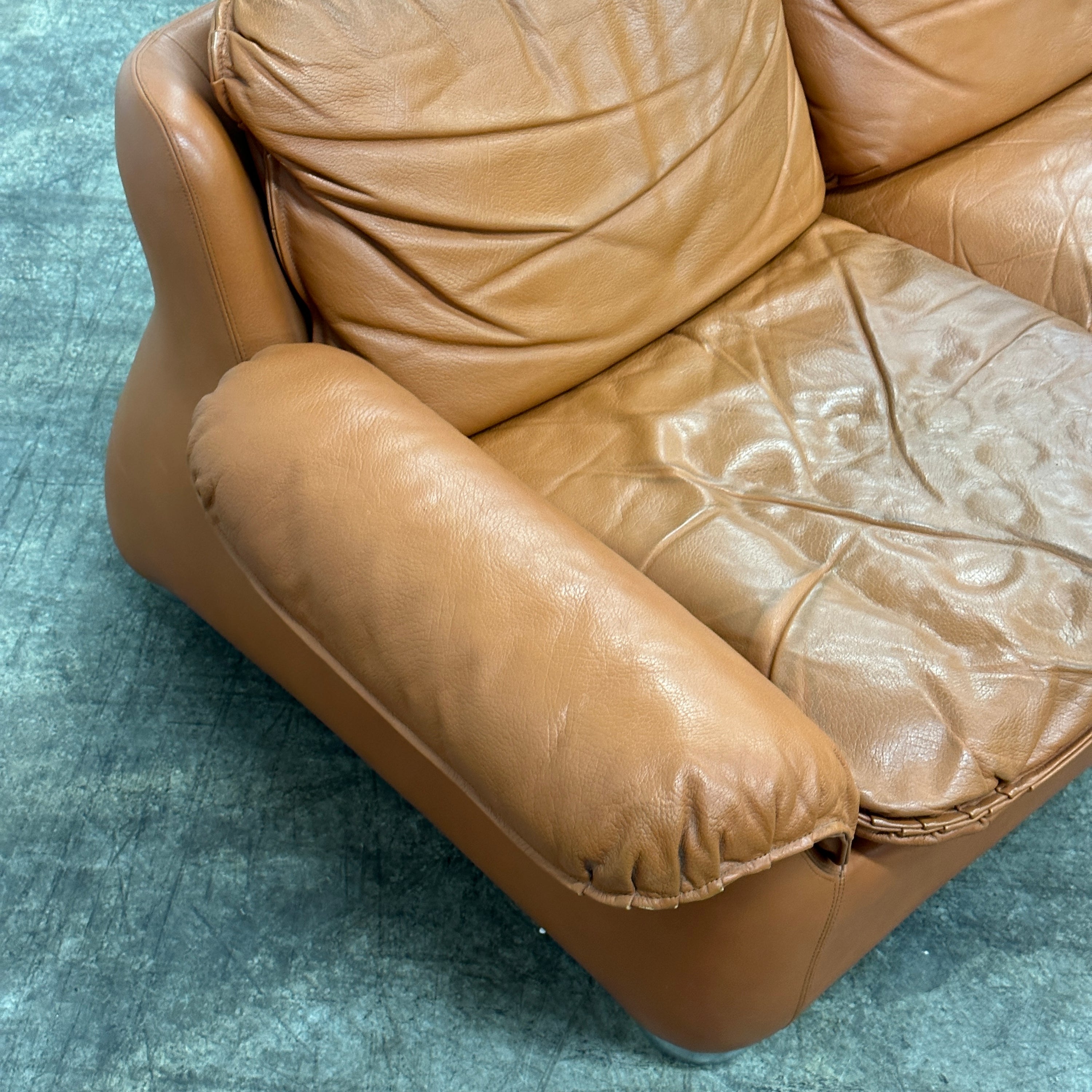 Finnish Chubby Low Leather Sofa
