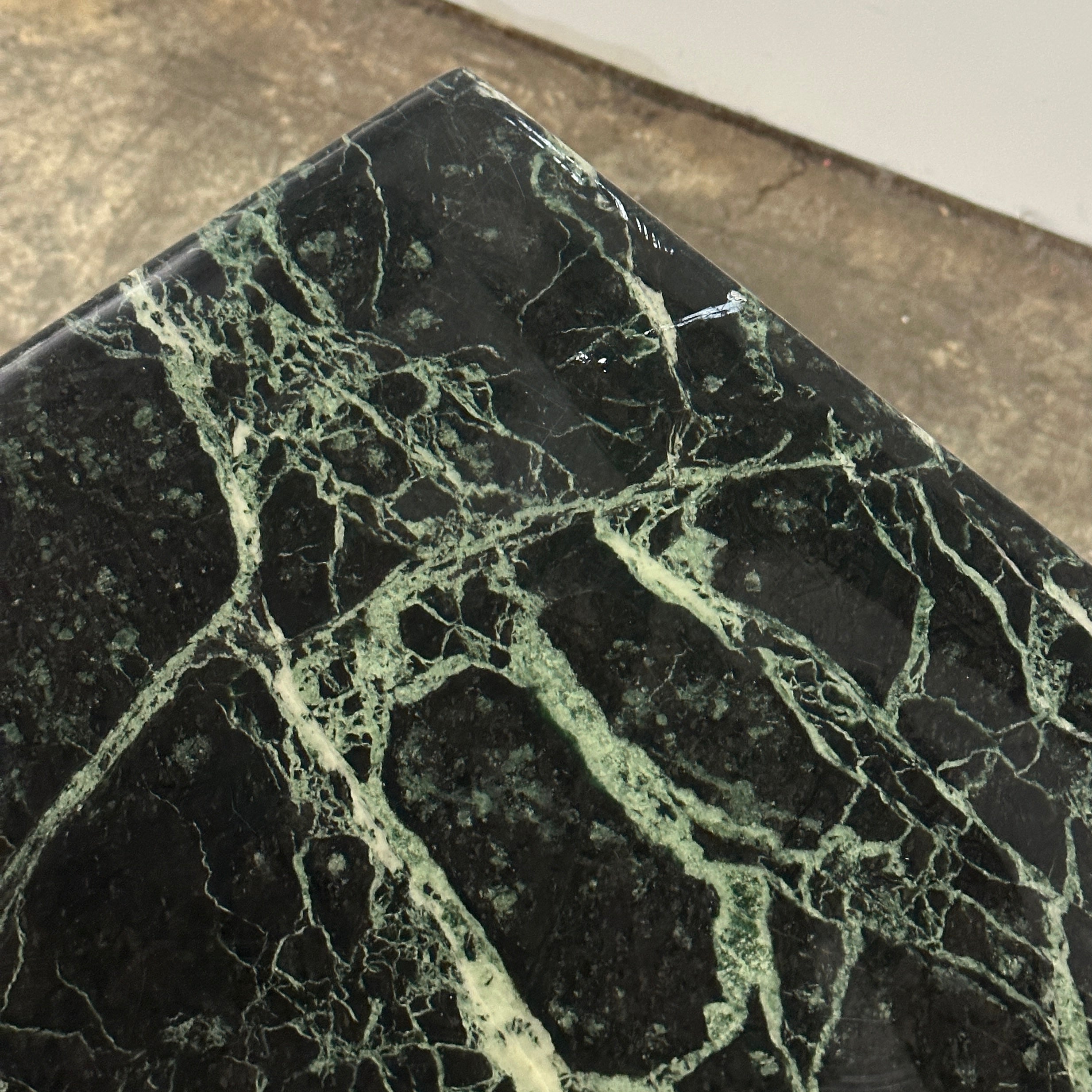 Italian Green Verde Marble Pedestal Tables