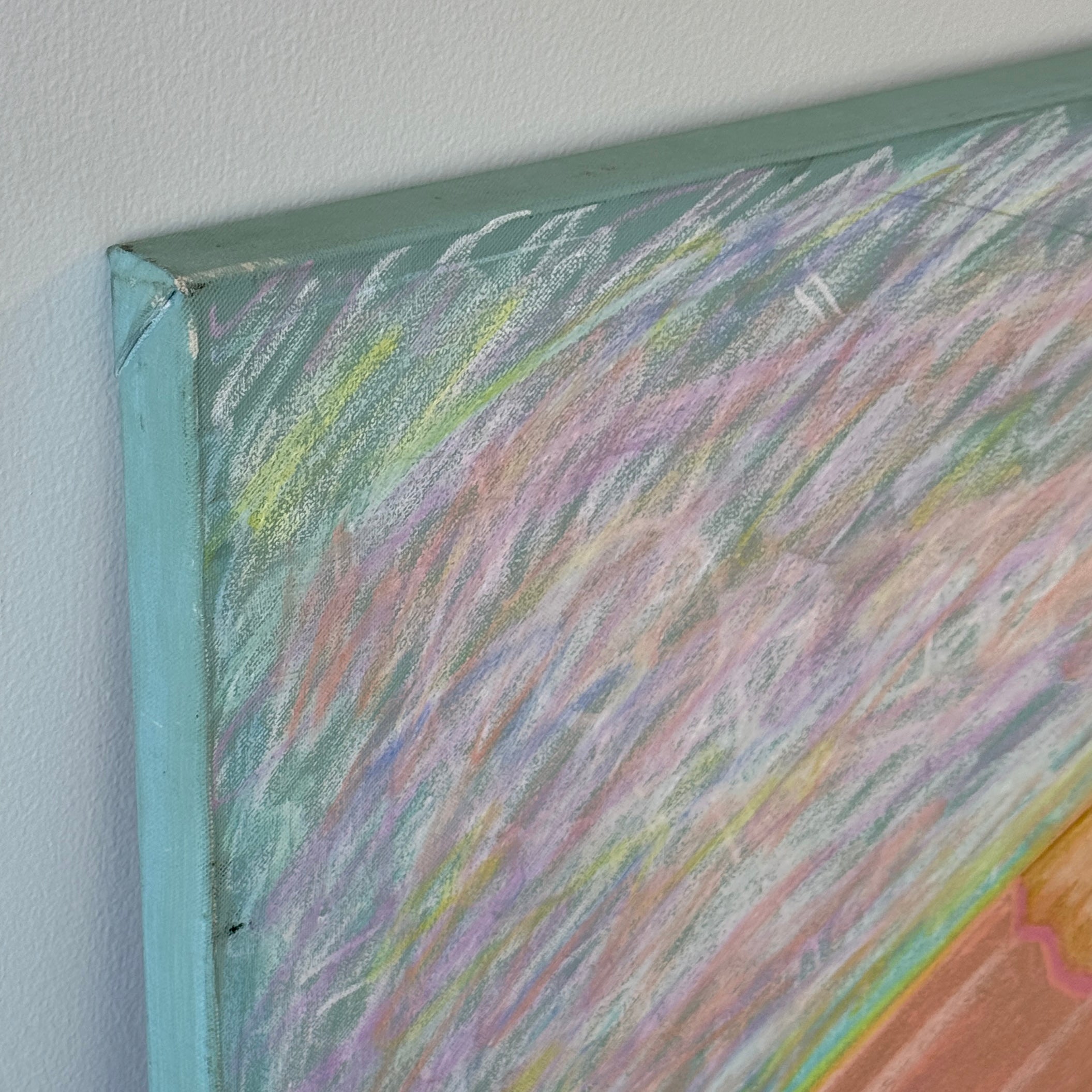 Unsigned Abstract Acrylic Pastel Painting on Canvas