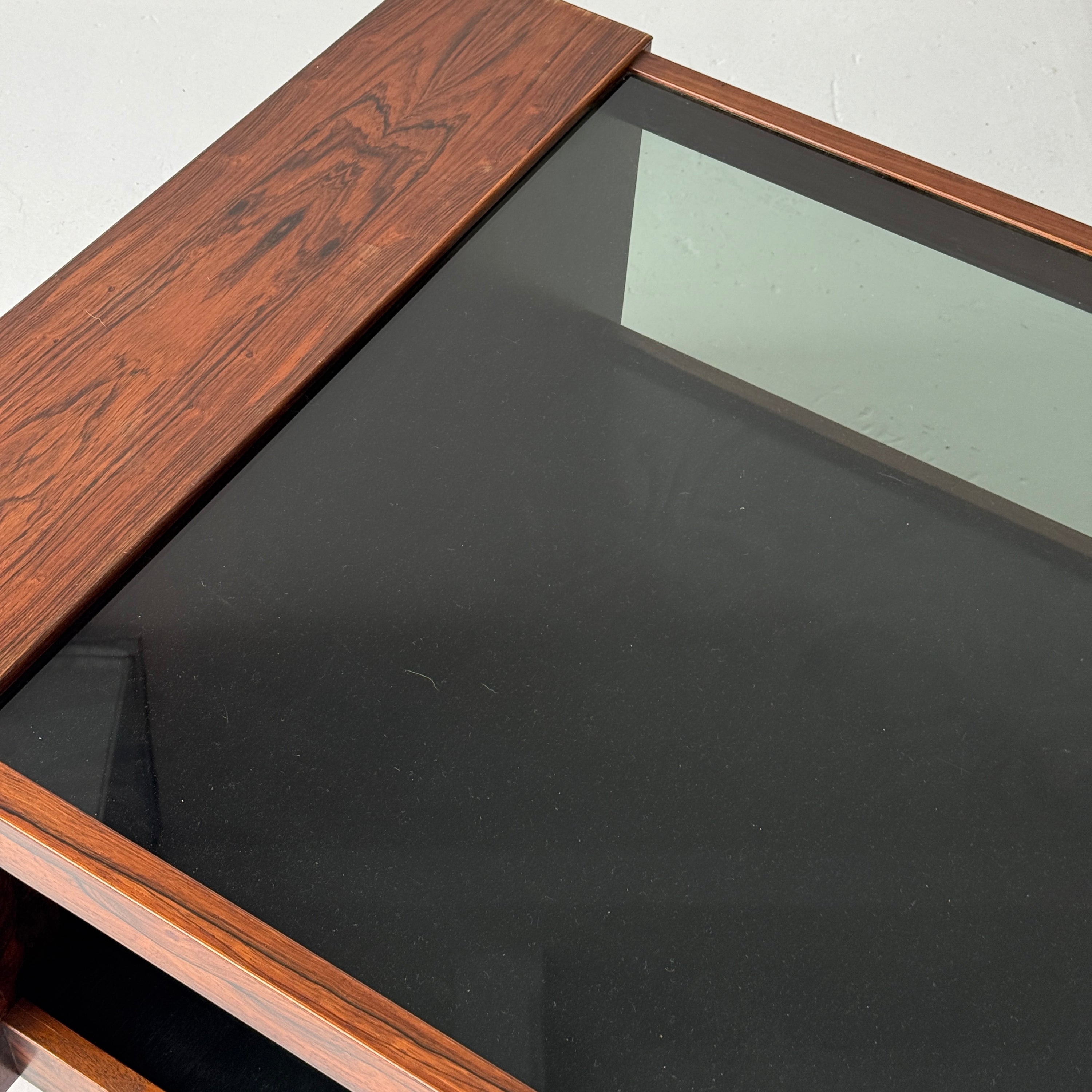 Brazilian Rosewood Glass Coffee Table