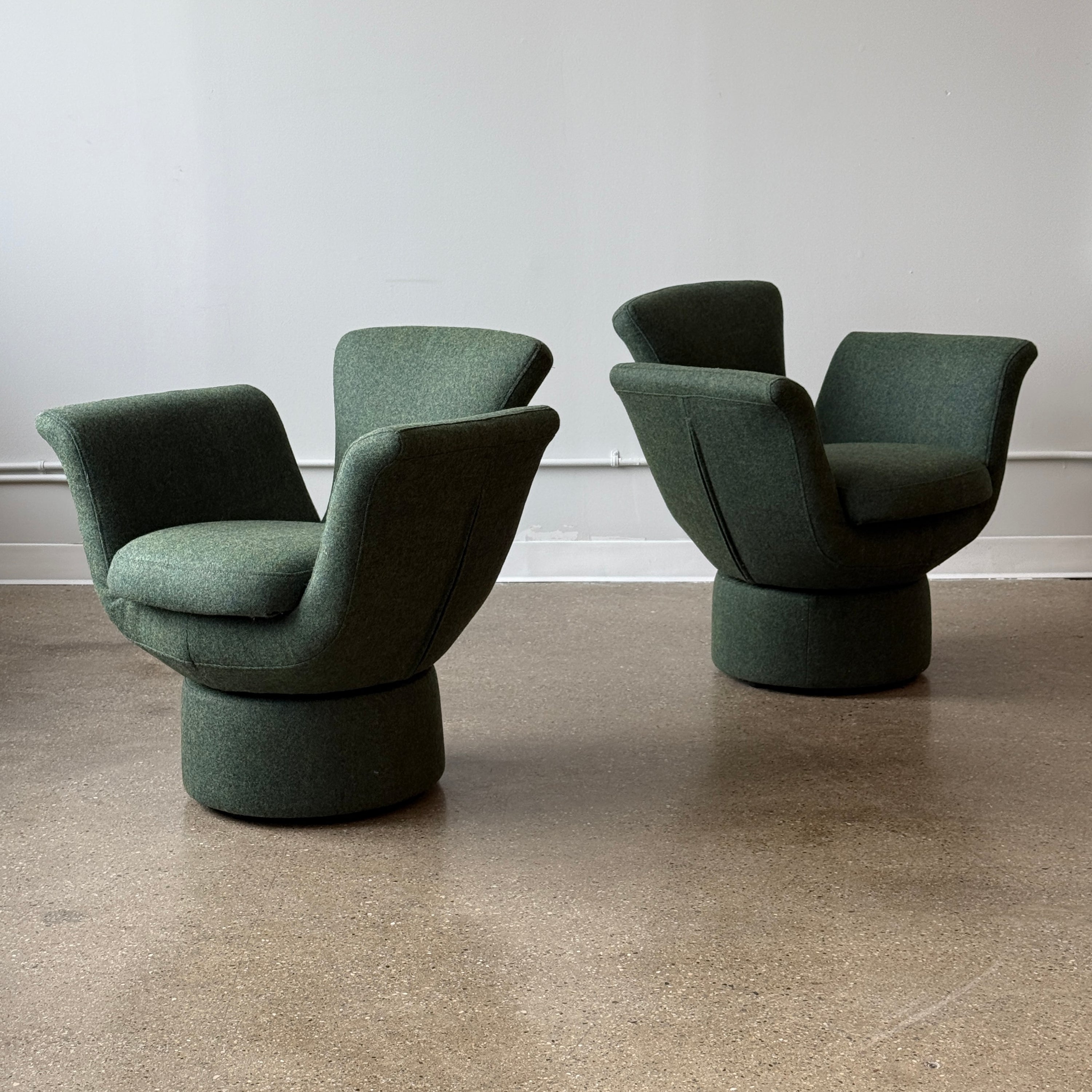 Postmodern Flower Chairs in Green Wool
