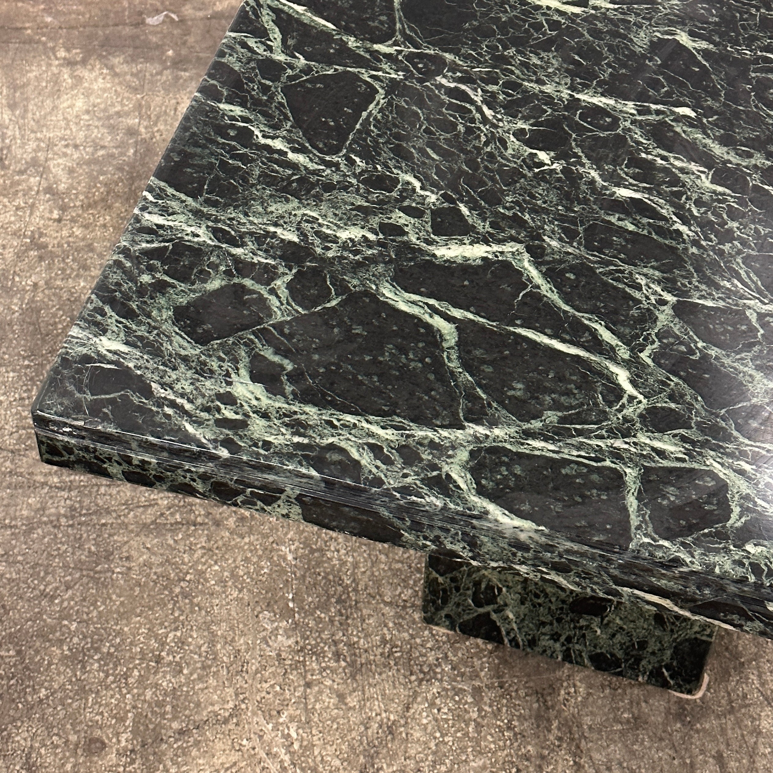 Italian Green Verde Marble Pedestal Tables