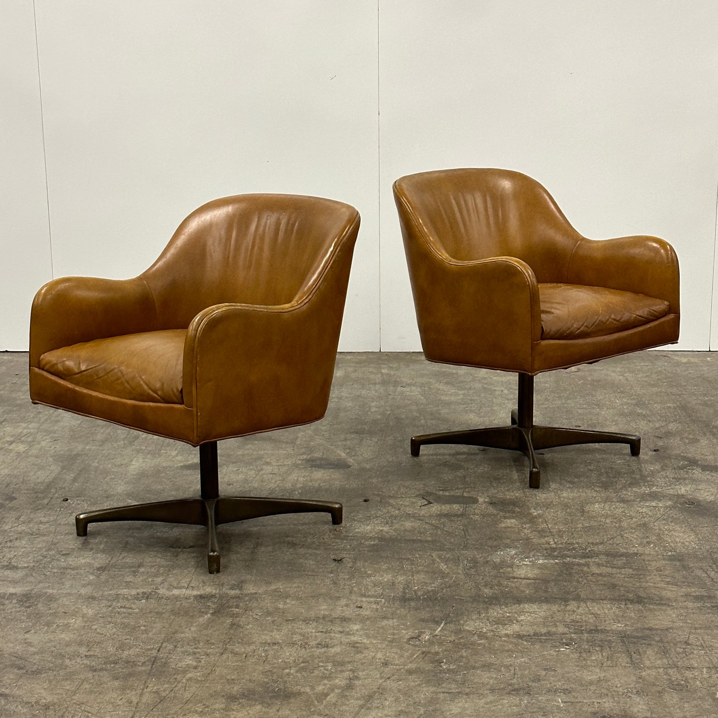 Leather Swivel Chairs by Jens Risom for Marble Furniture
