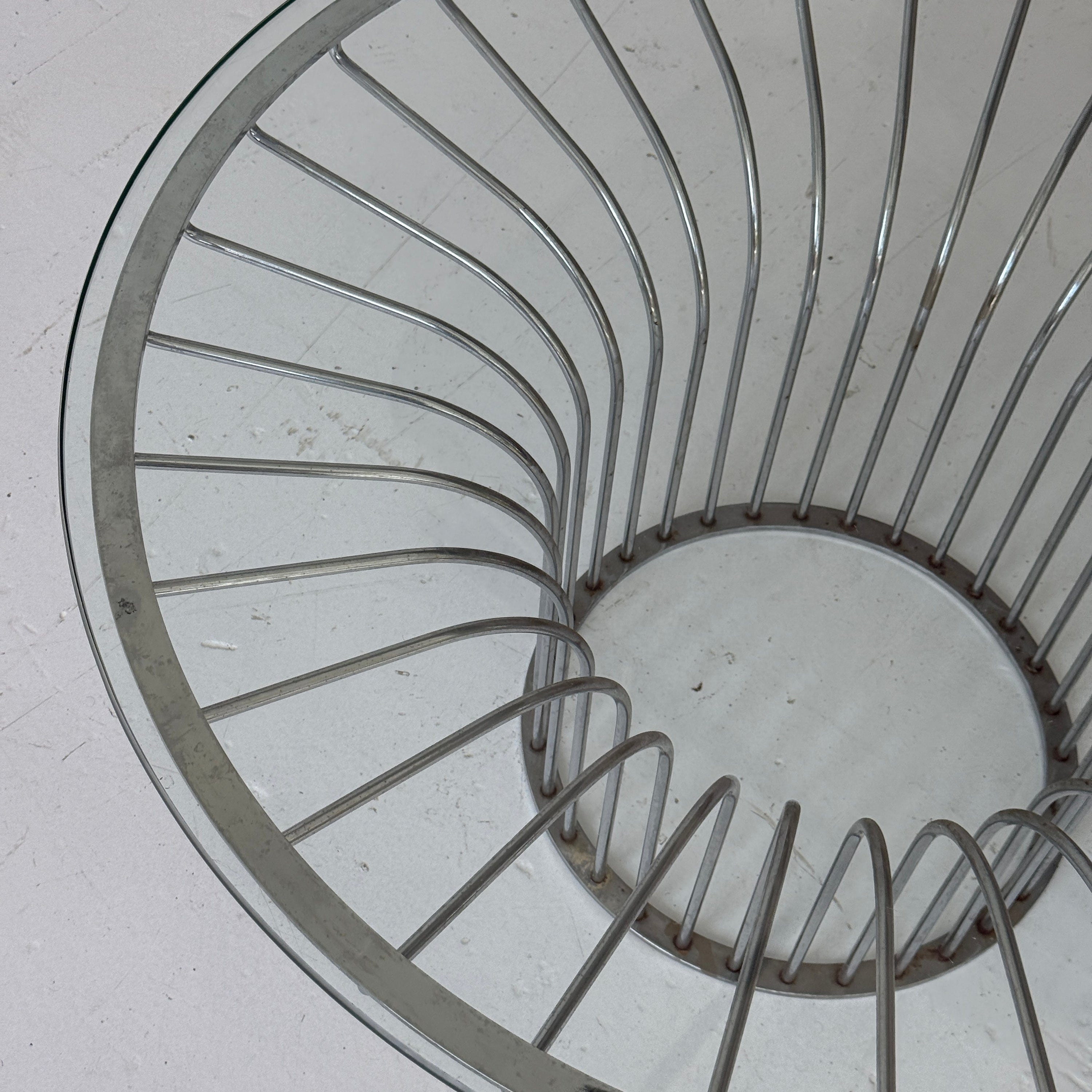 Chrome Glass Circular Postmodern Coffee Table