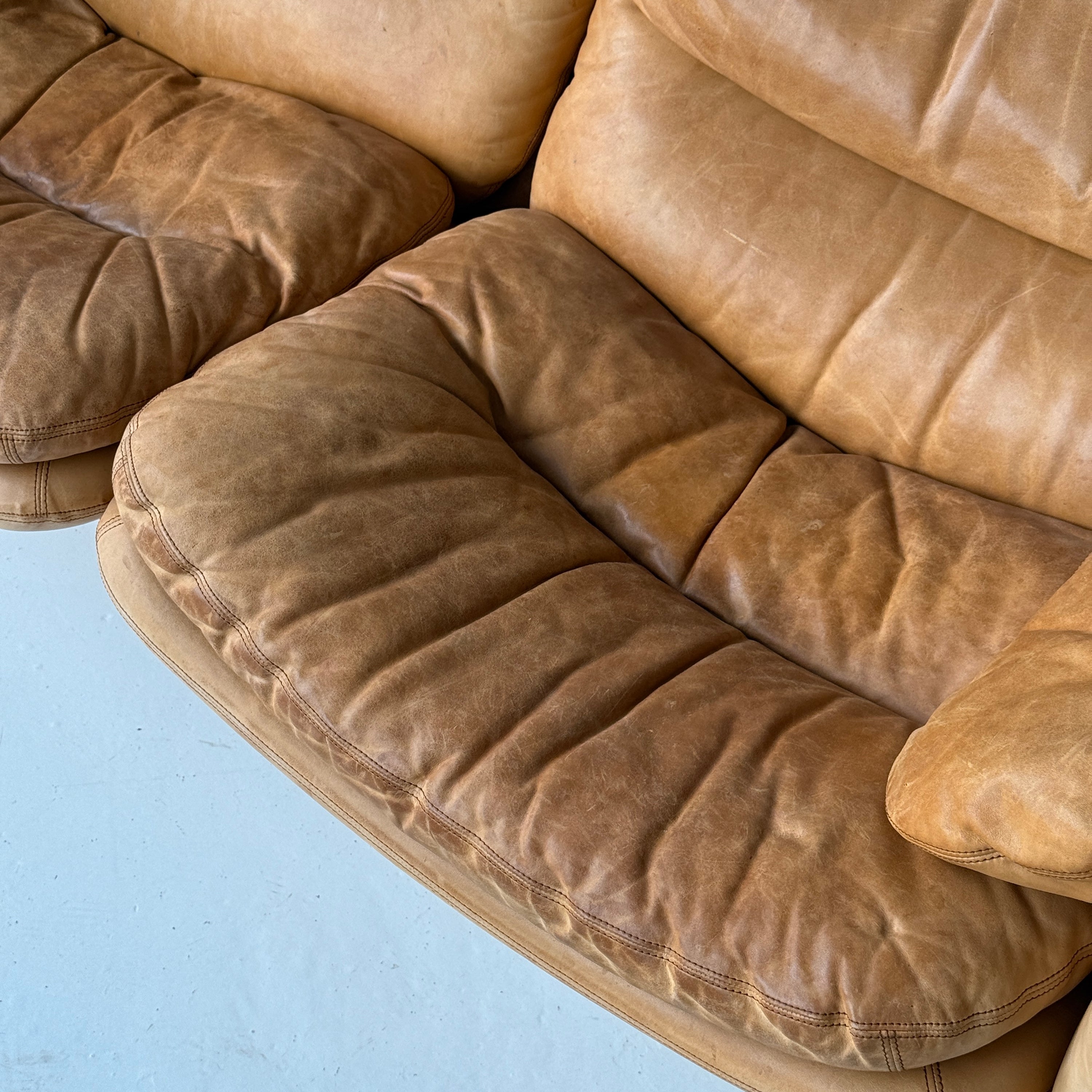 Sandwich e Doppiosandwich Leather Settee by Titina Ammannati and Giampiero Vitelli for Brunati