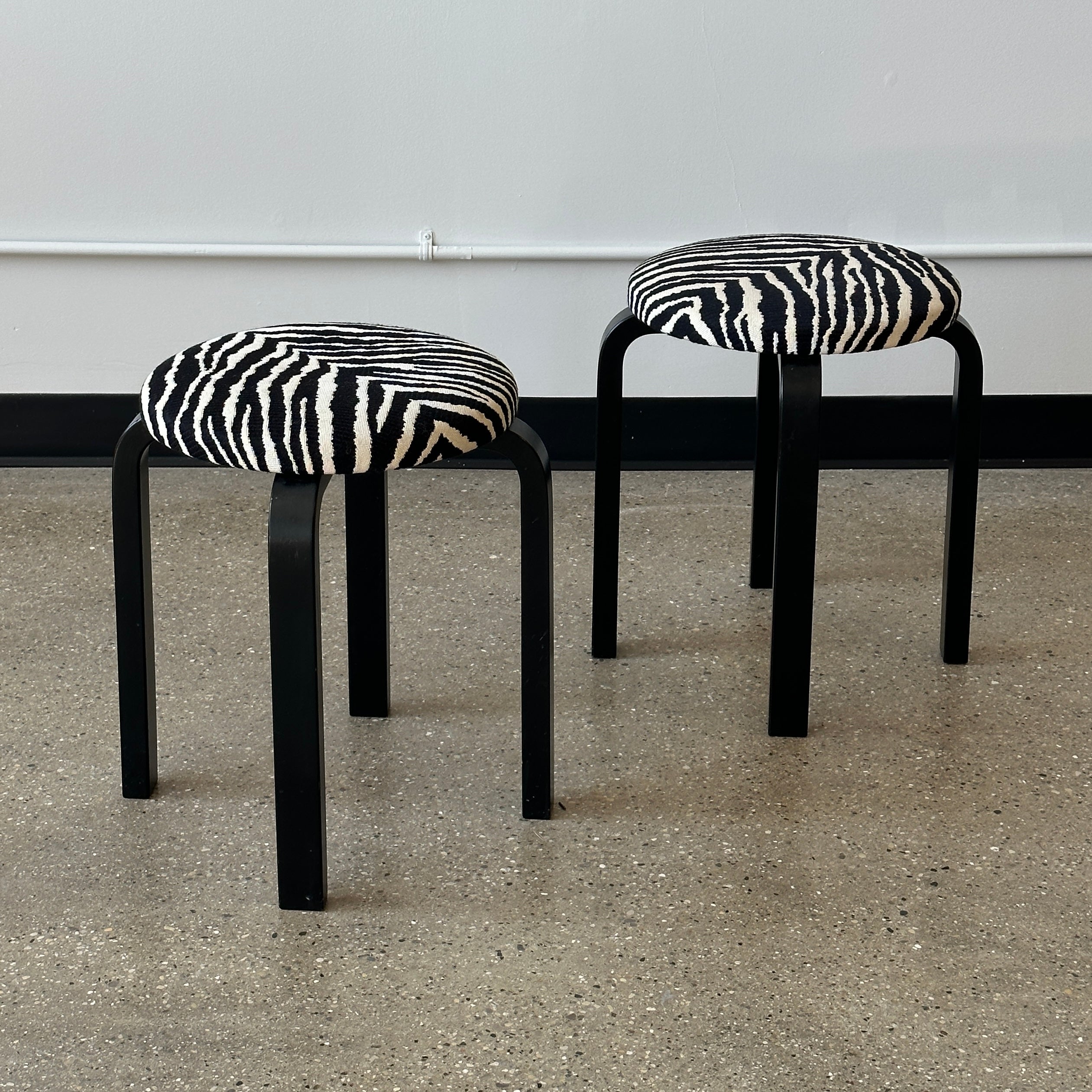 Stool E60 in Artek Zebra Fabric by Alvar Aalto for Artek