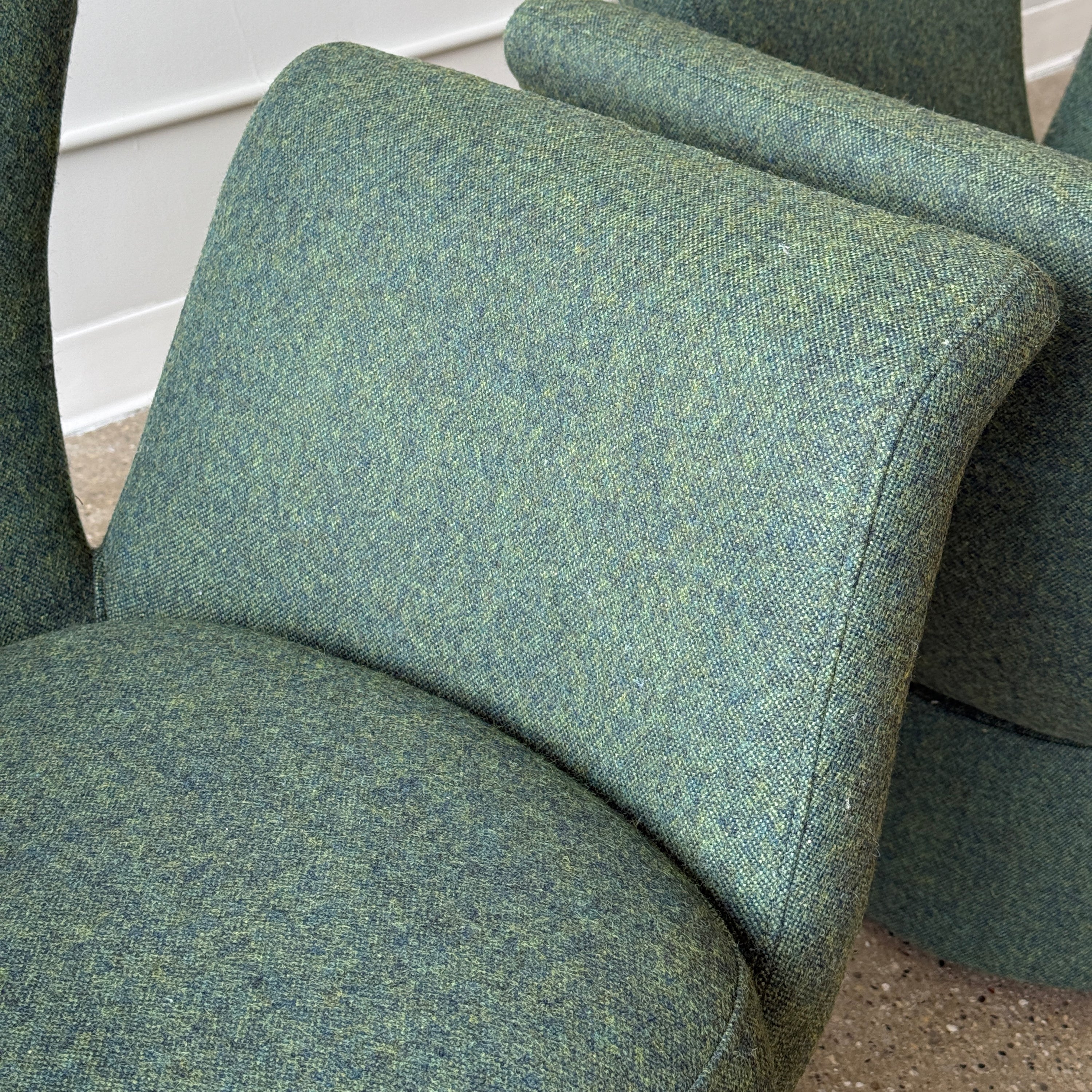 Postmodern Flower Chairs in Green Wool