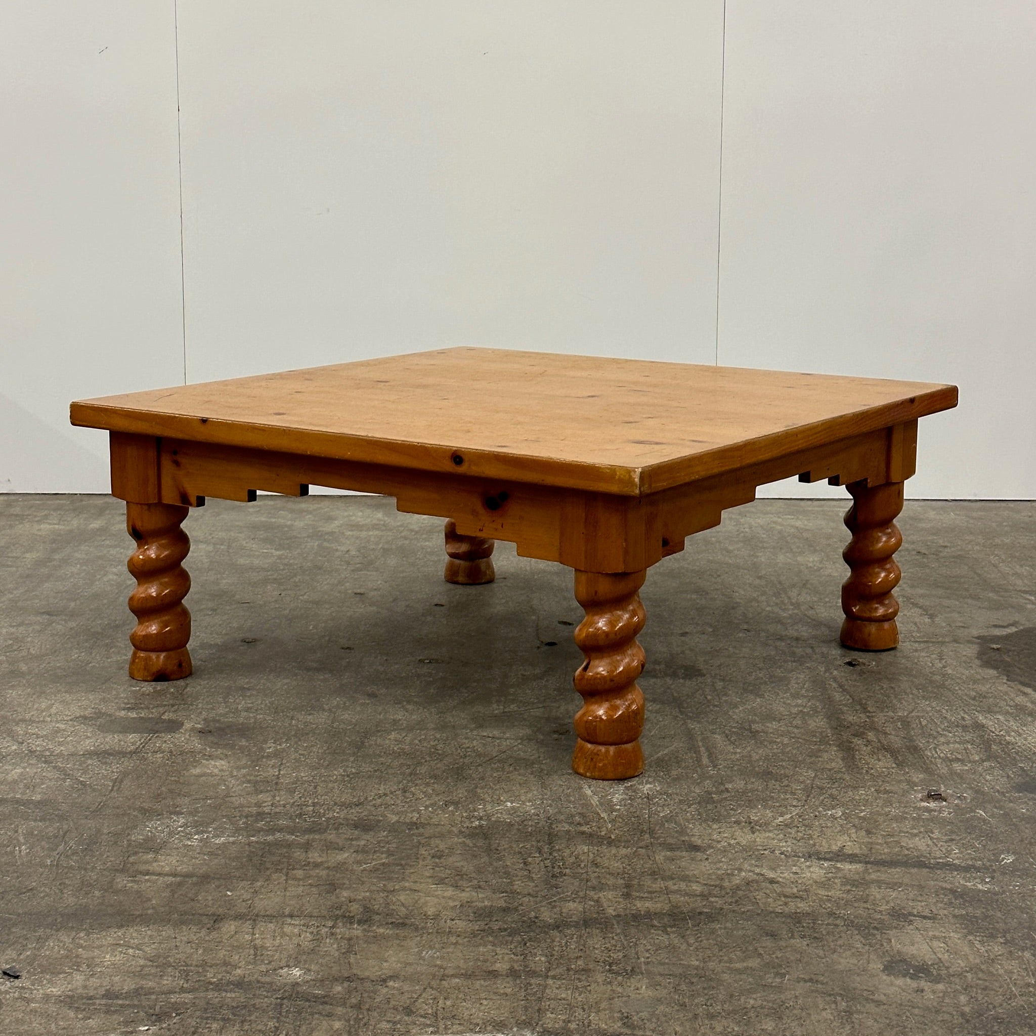 Spiral Leg Folk Art Pine Coffee Table by Lane