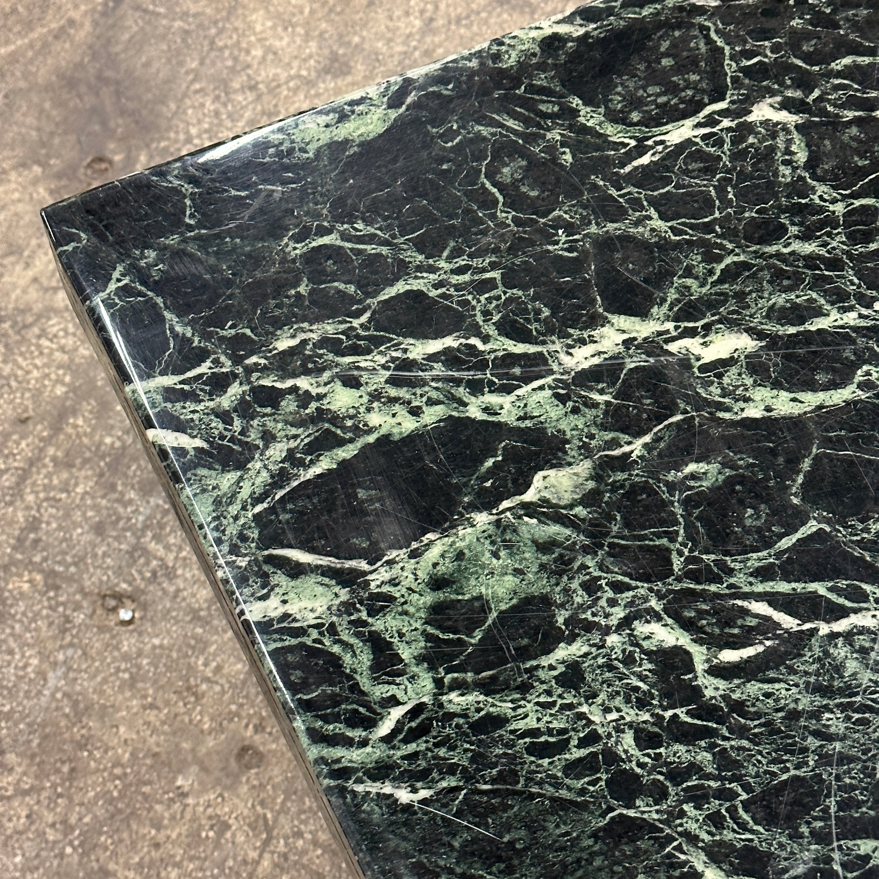 Italian Green Verde Marble Pedestal Tables