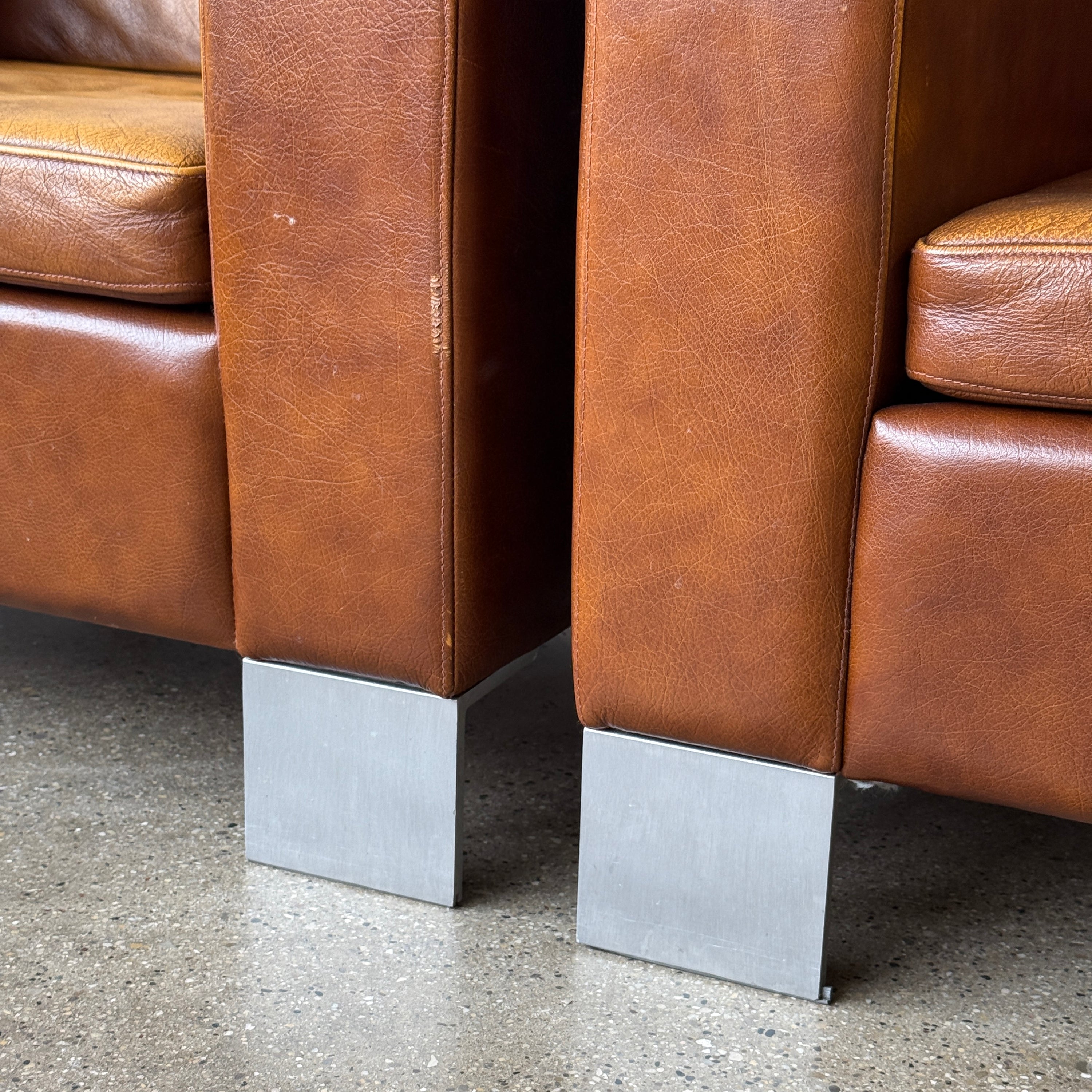 French Armchairs in Original Buffalo Leather