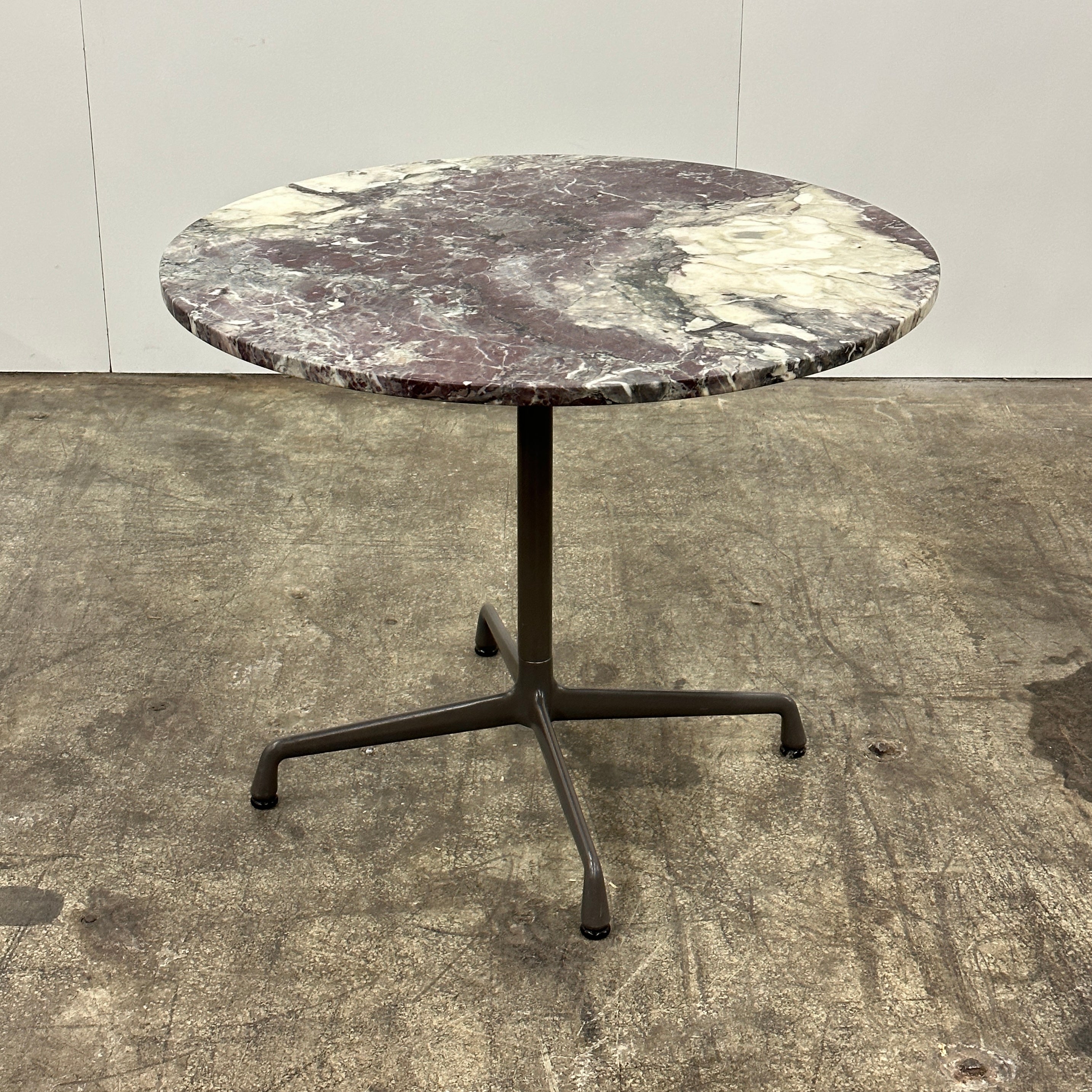 Aluminum Group Table by Charles and Ray Eames for Herman Miller with Purple Marble Top
