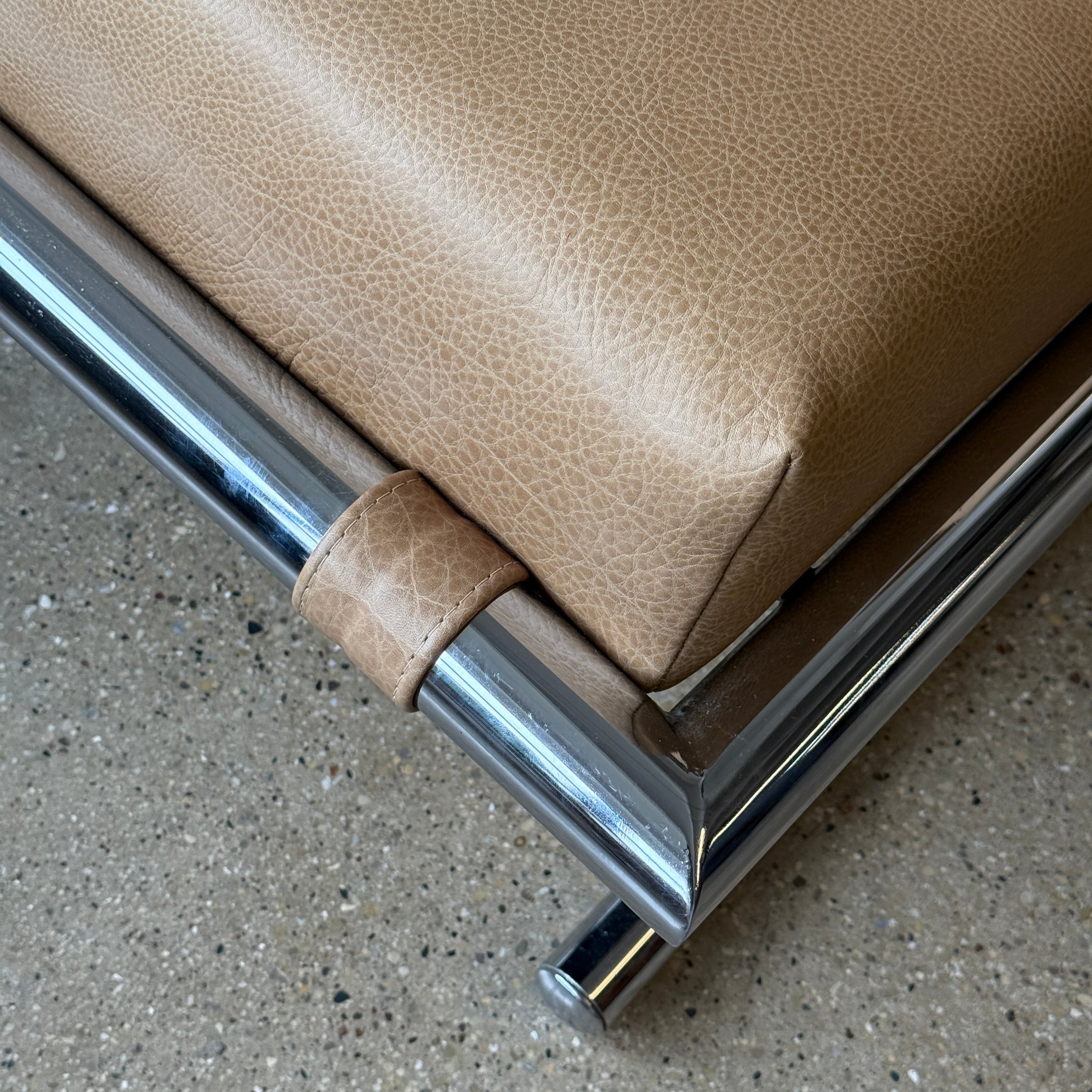 Leather/Chrome Sled Settee by Arthur Umanoff for Directional