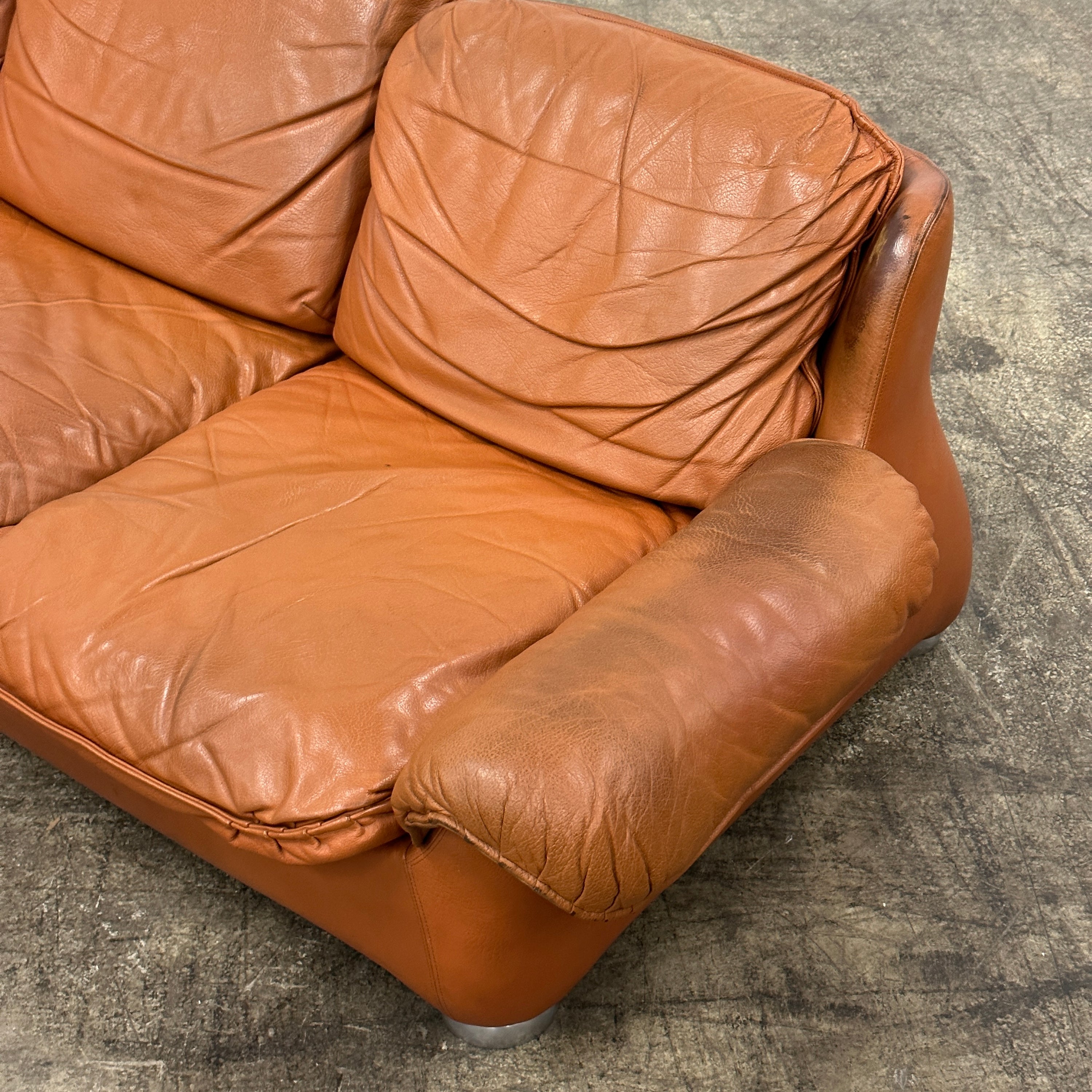 Finnish Chubby Low Leather Sofa