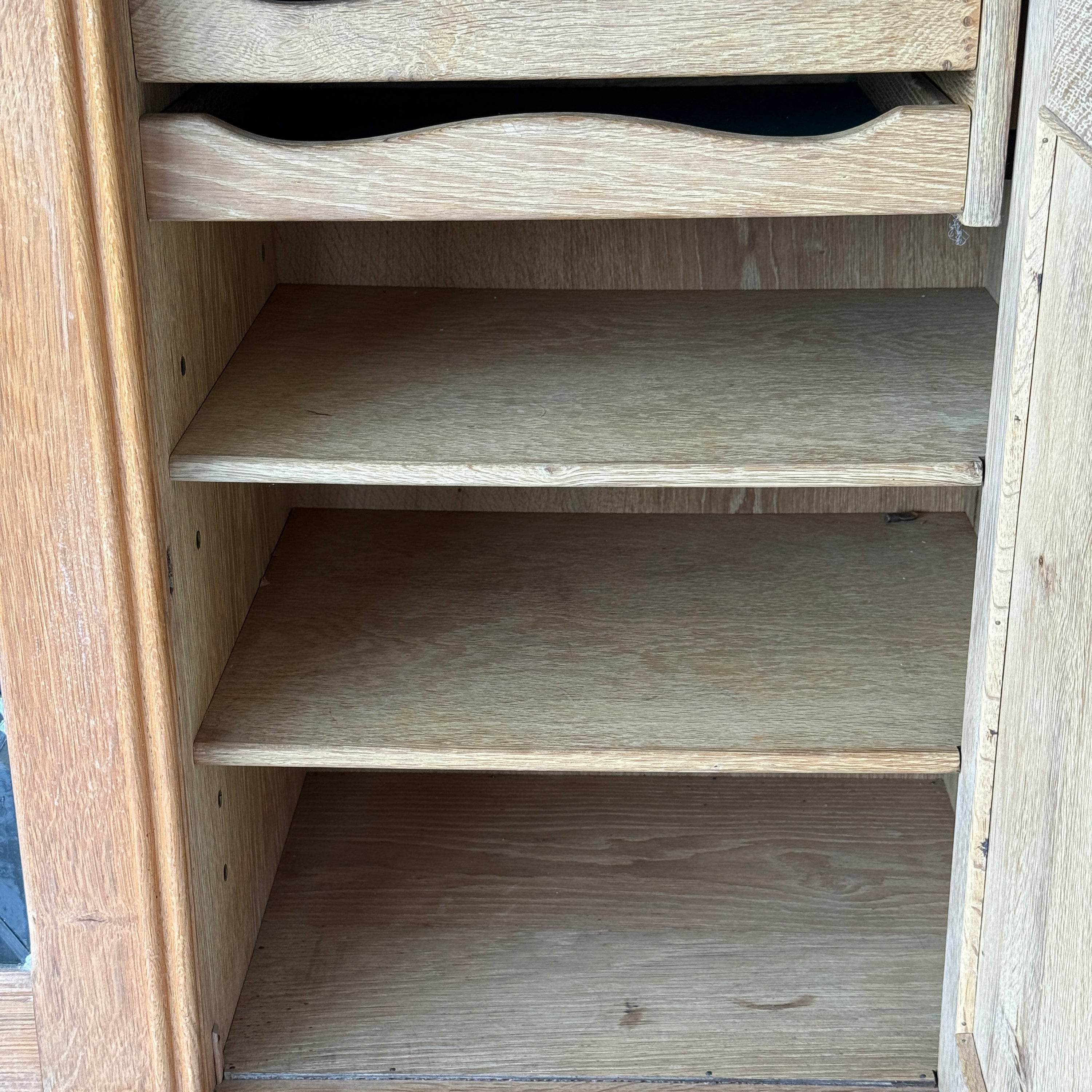 Danish Carved Oak Brutalist Wood Sideboard