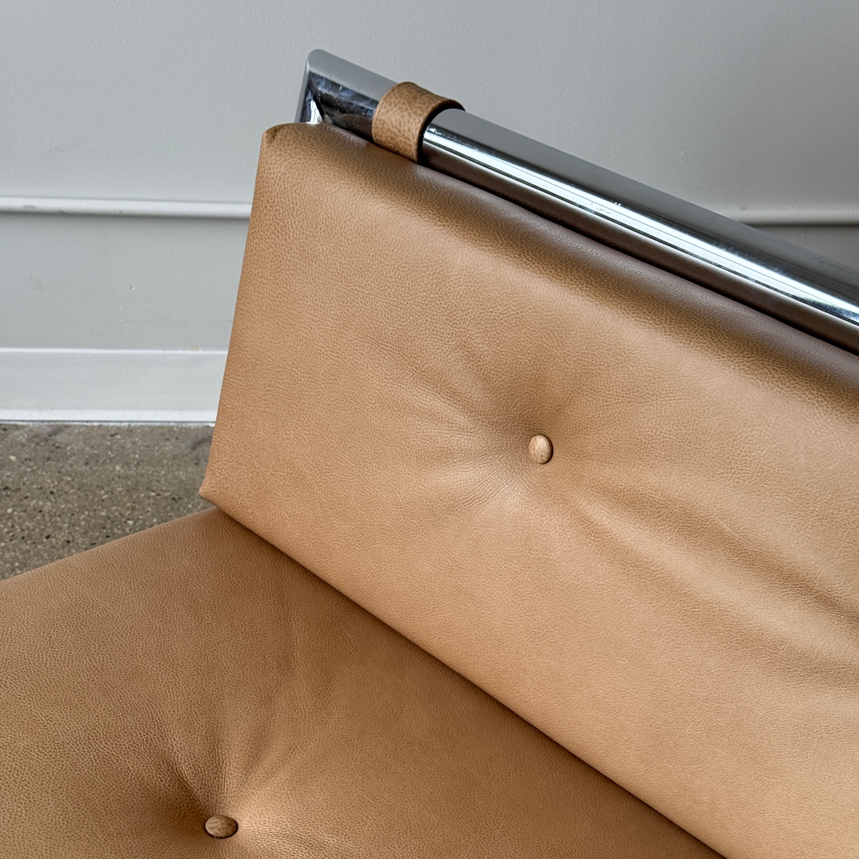 Leather/Chrome Sled Settee by Arthur Umanoff for Directional