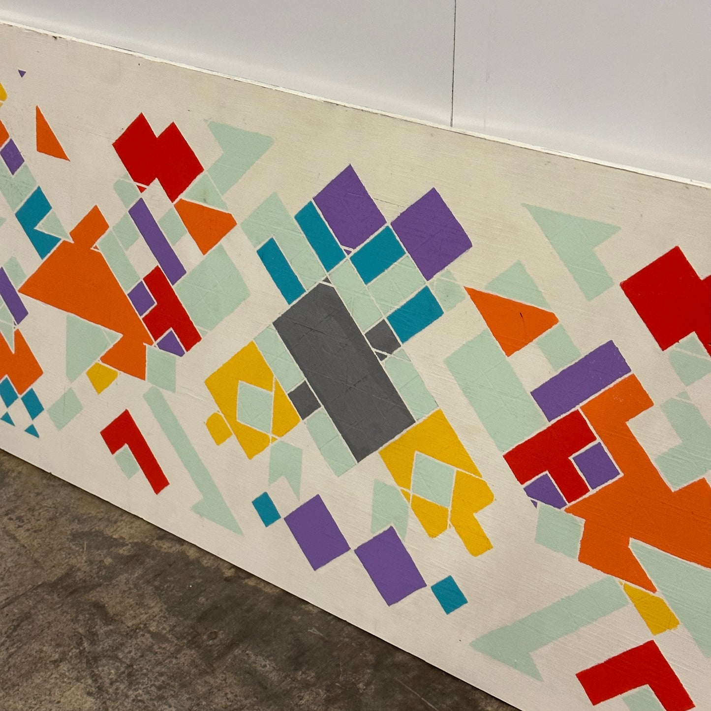 Geometric Acrylic on Plywood Art by Sarah Conley