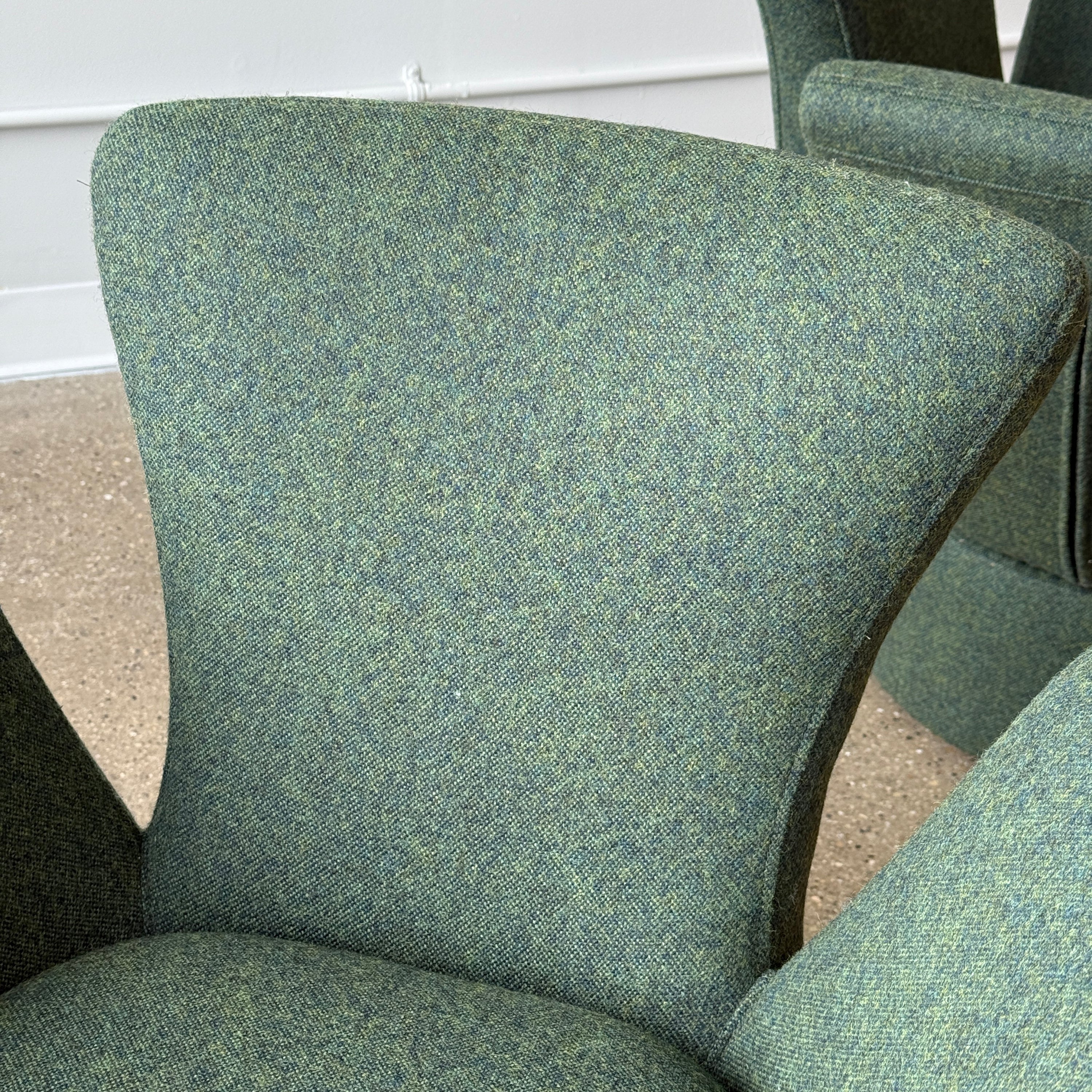 Postmodern Flower Chairs in Green Wool