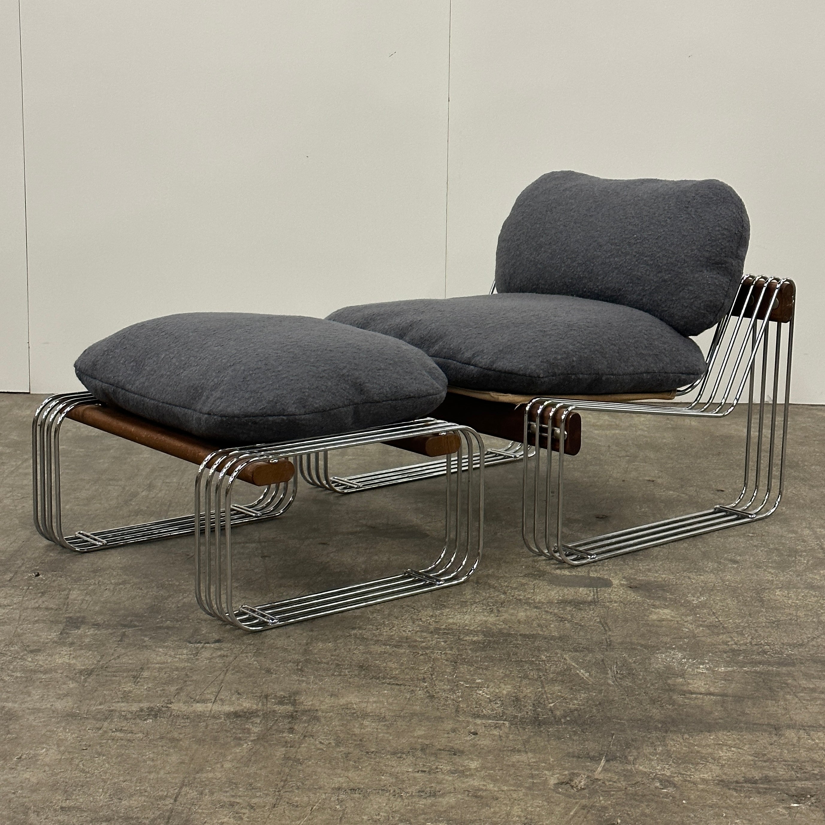 Chrome Lounge Chair/Ottoman by Heinz Meier