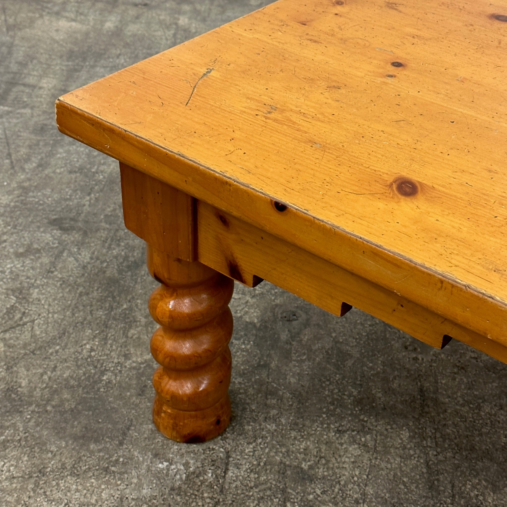 Spiral Leg Folk Art Pine Coffee Table by Lane