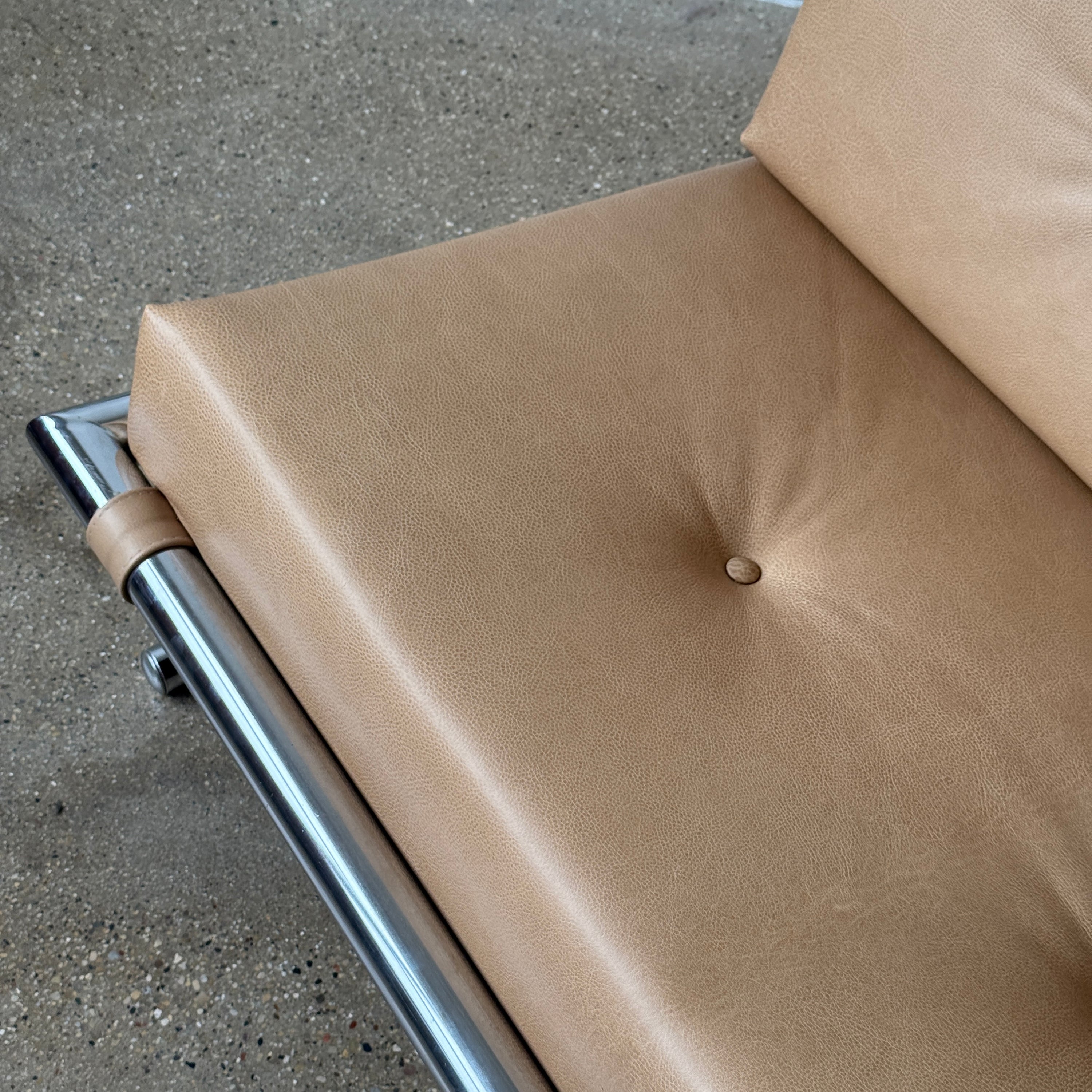 Leather/Chrome Sled Settee by Arthur Umanoff for Directional