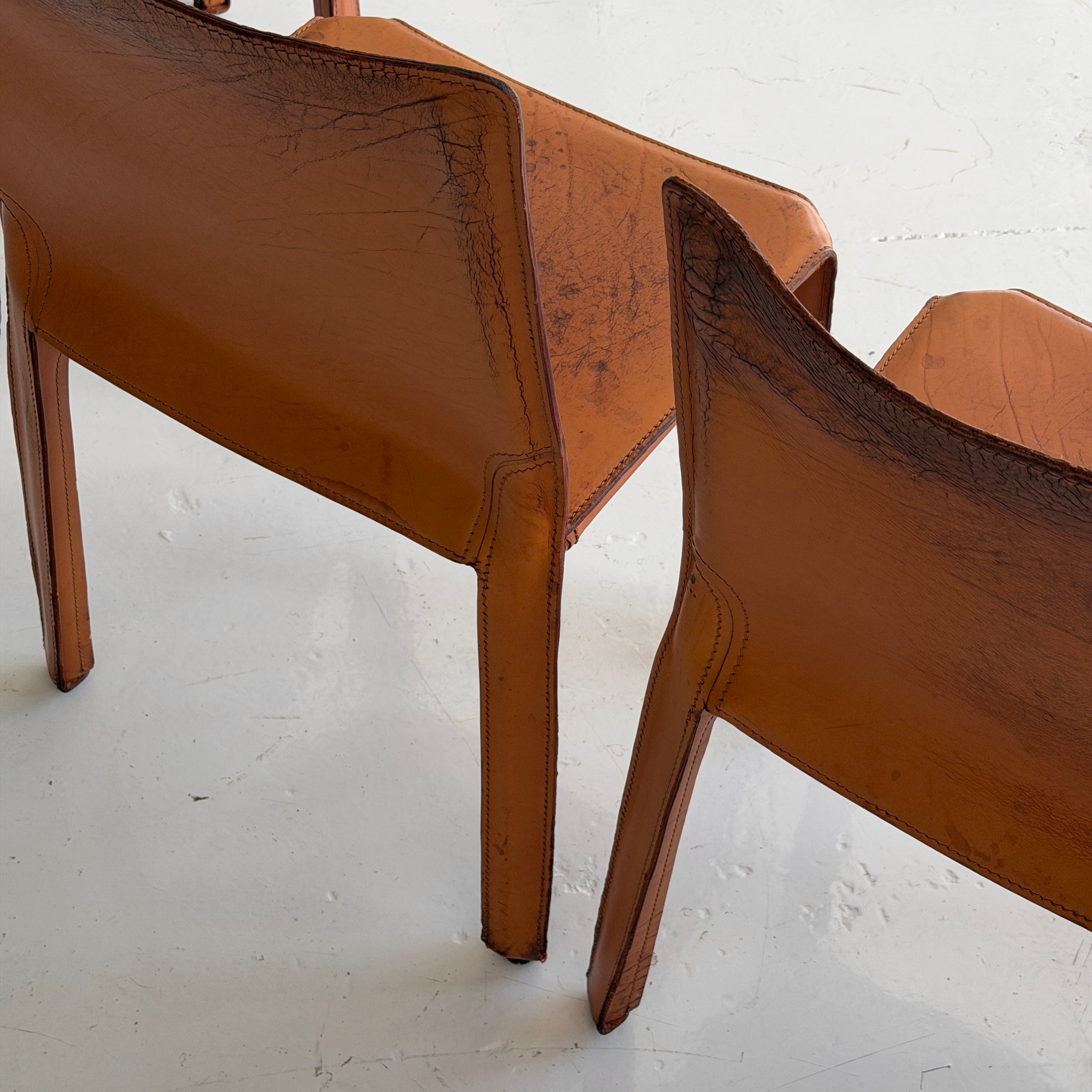 Leather Cab Chairs by Mario Bellini for Cassina
