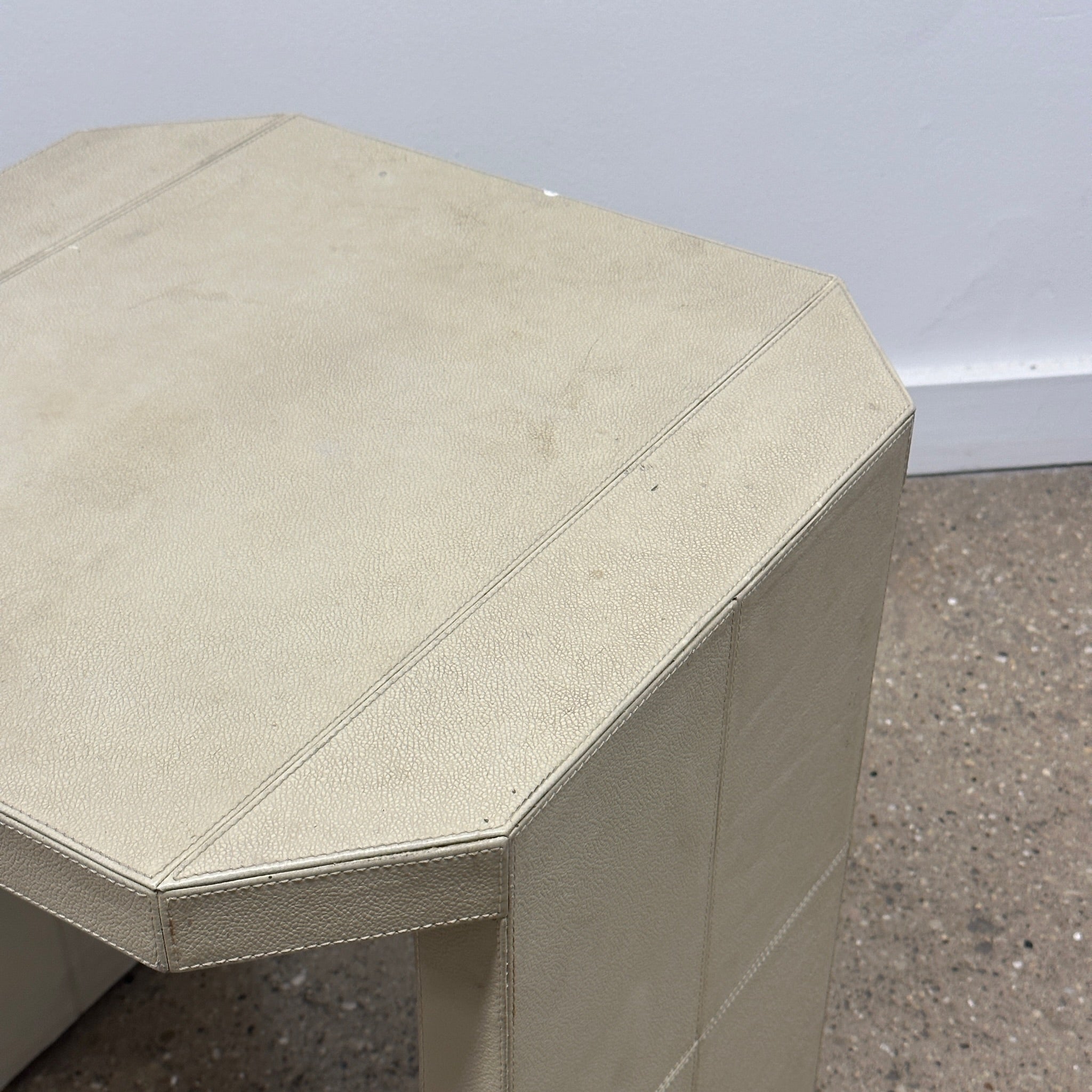 Cream Leather Side Table