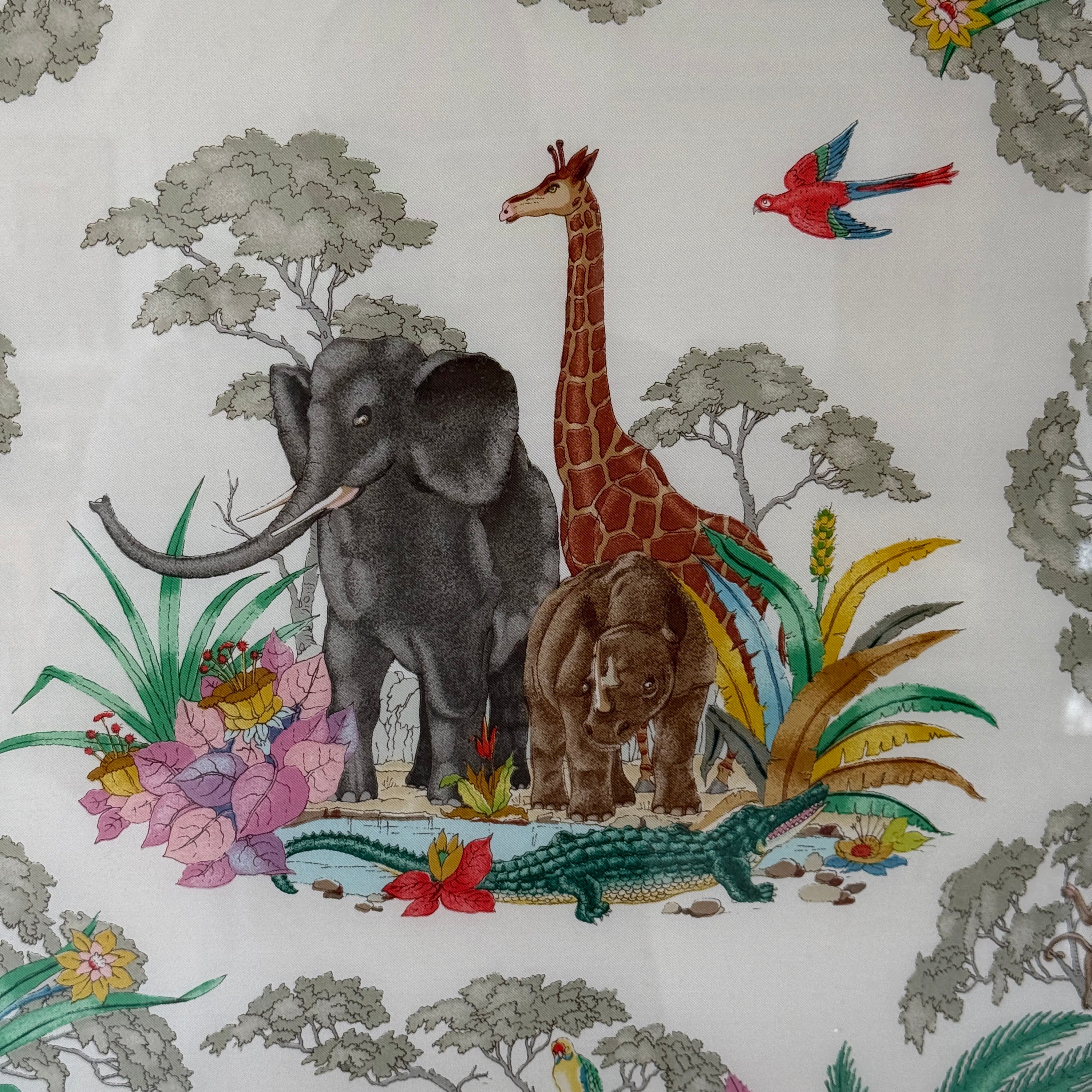 Framed Silk Animal Print Scarf by Gucci