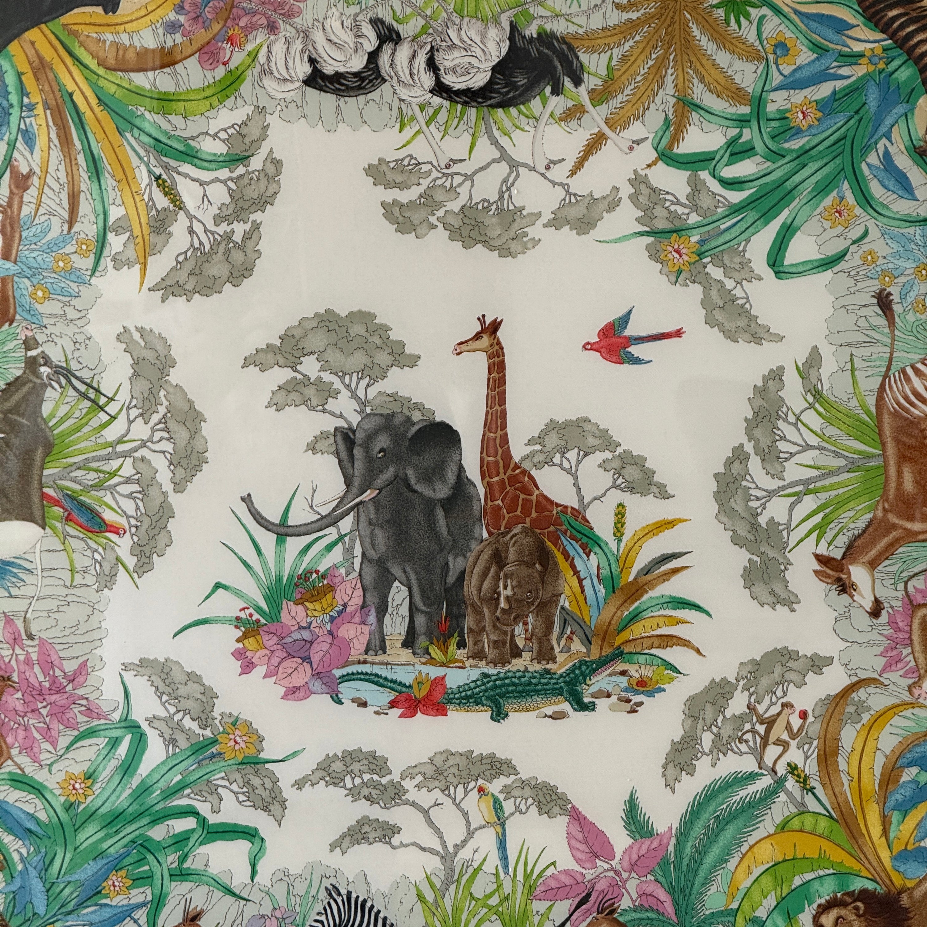 Framed Silk Animal Print Scarf by Gucci