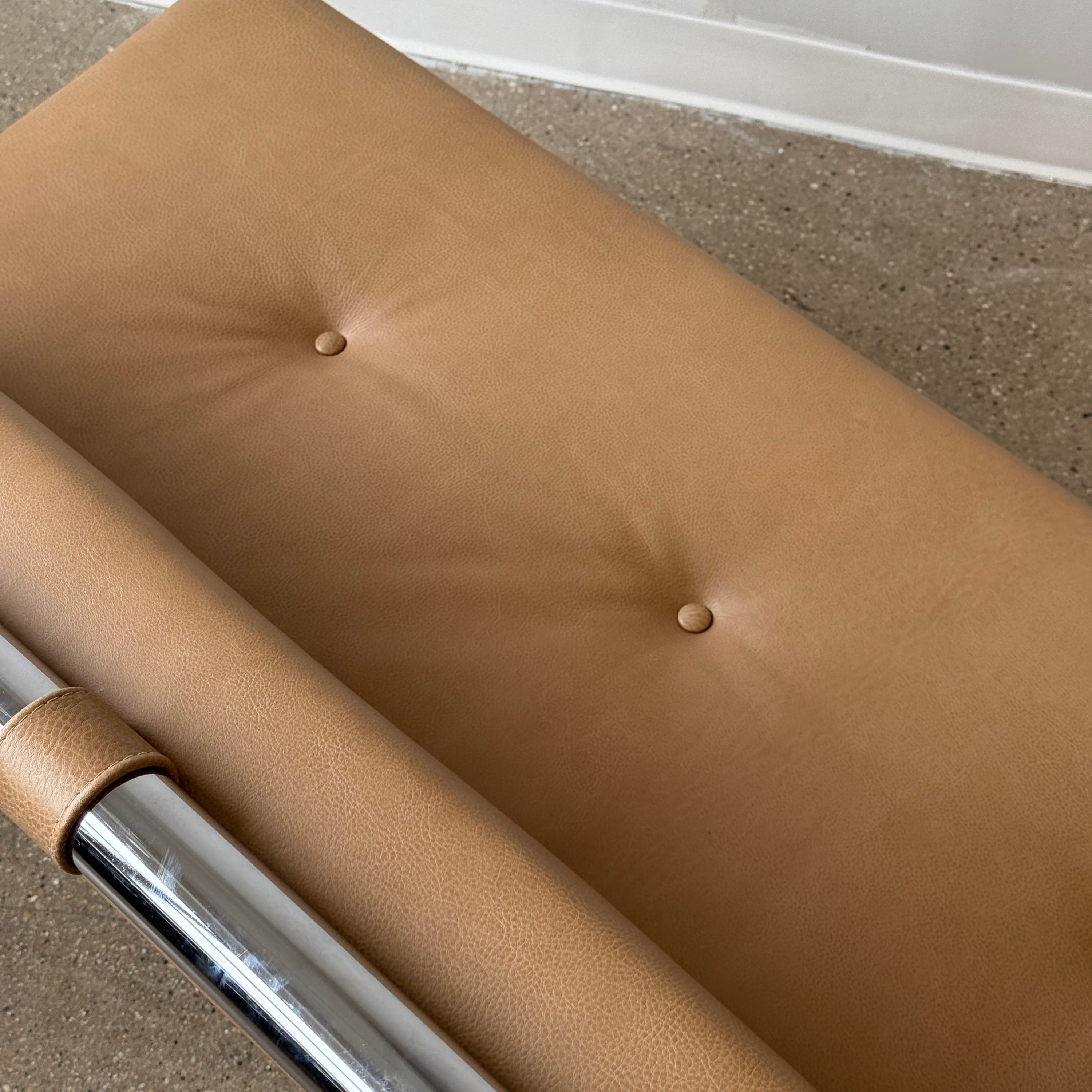 Leather/Chrome Sled Settee by Arthur Umanoff for Directional