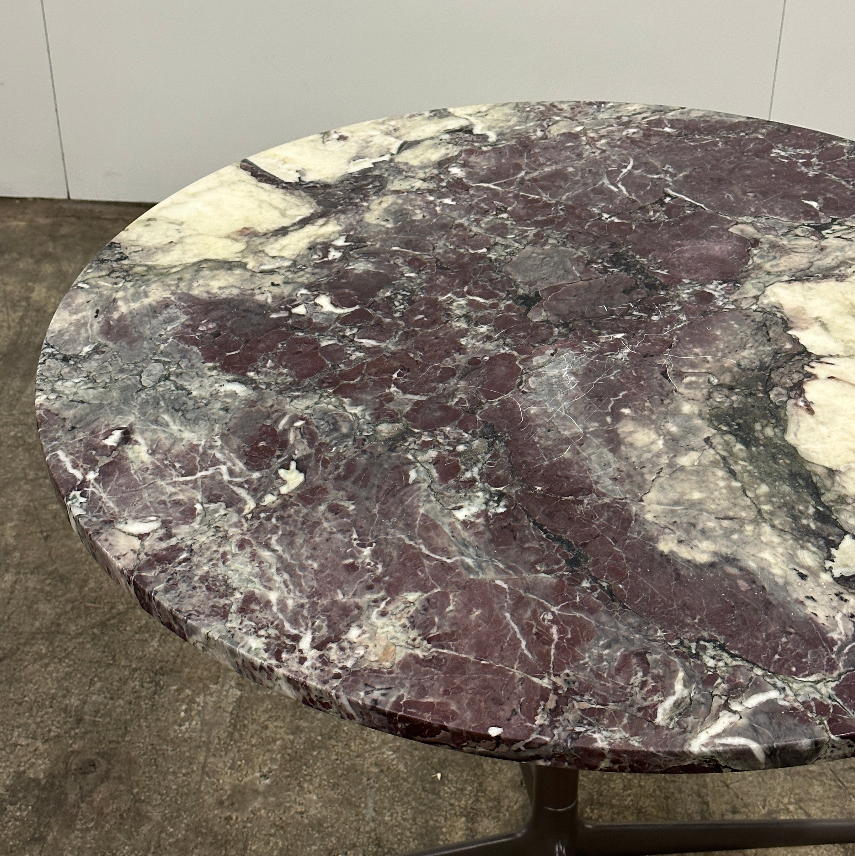 Aluminum Group Table by Charles and Ray Eames for Herman Miller with Purple Marble Top