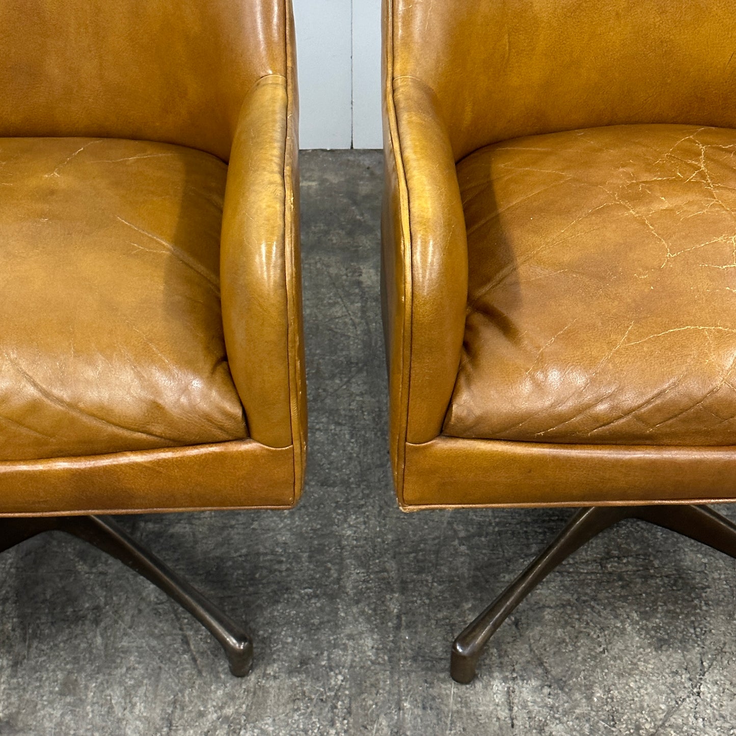 Leather Swivel Chairs by Jens Risom for Marble Furniture