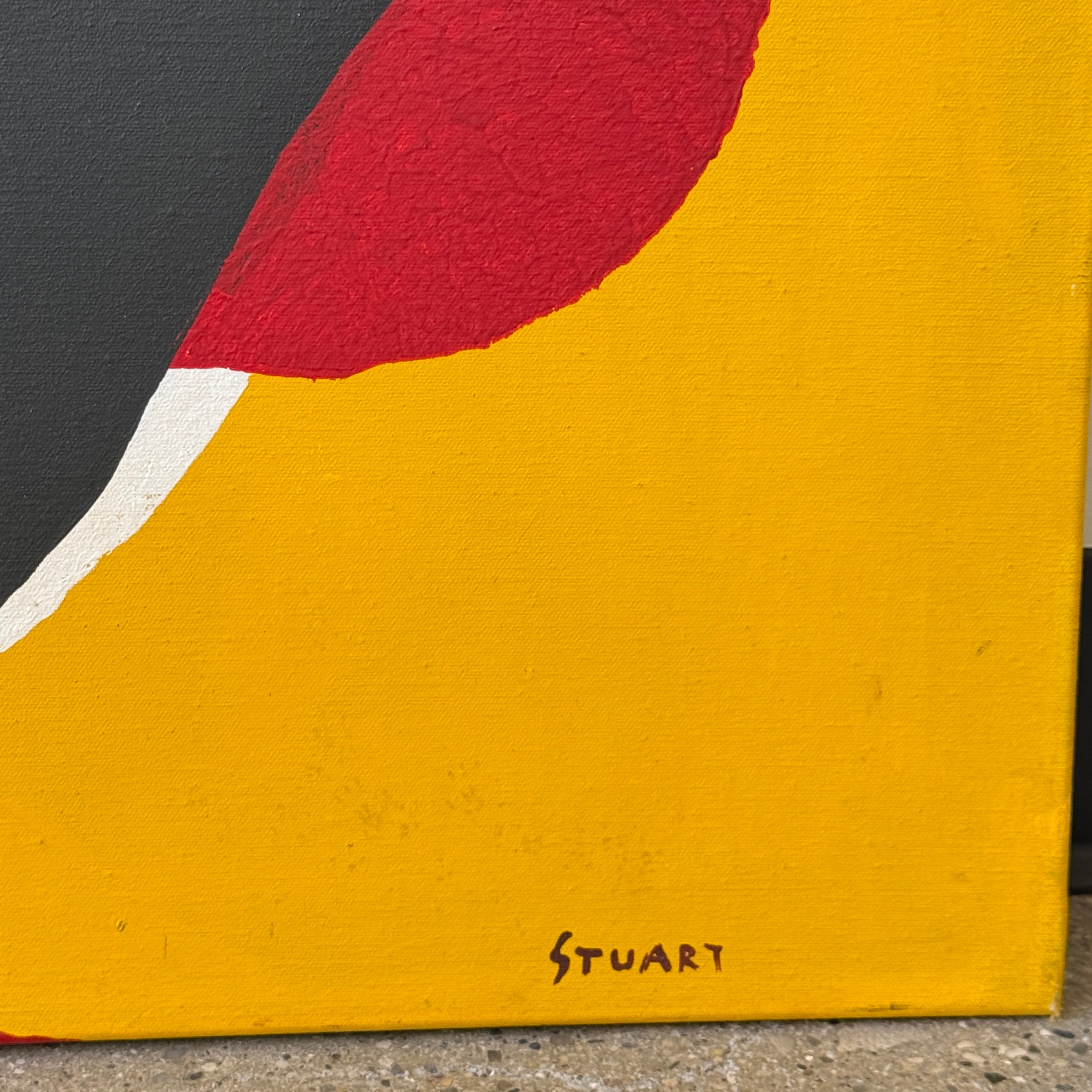 Abstract Acrylic on Canvas Painting Signed Stuart