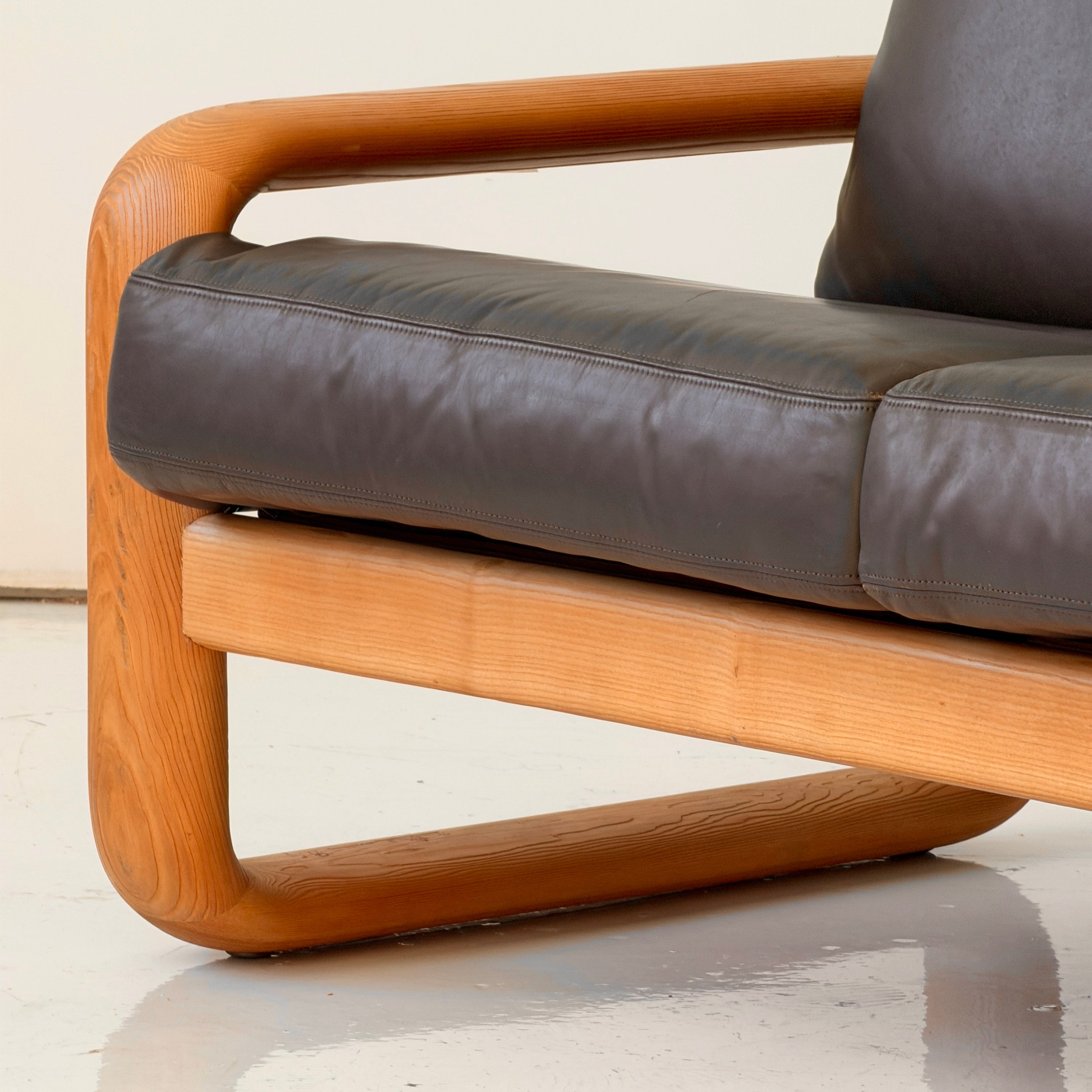 Leather + Oak Hombre Sofa by Burkhard Vogetherr for Rosenthal