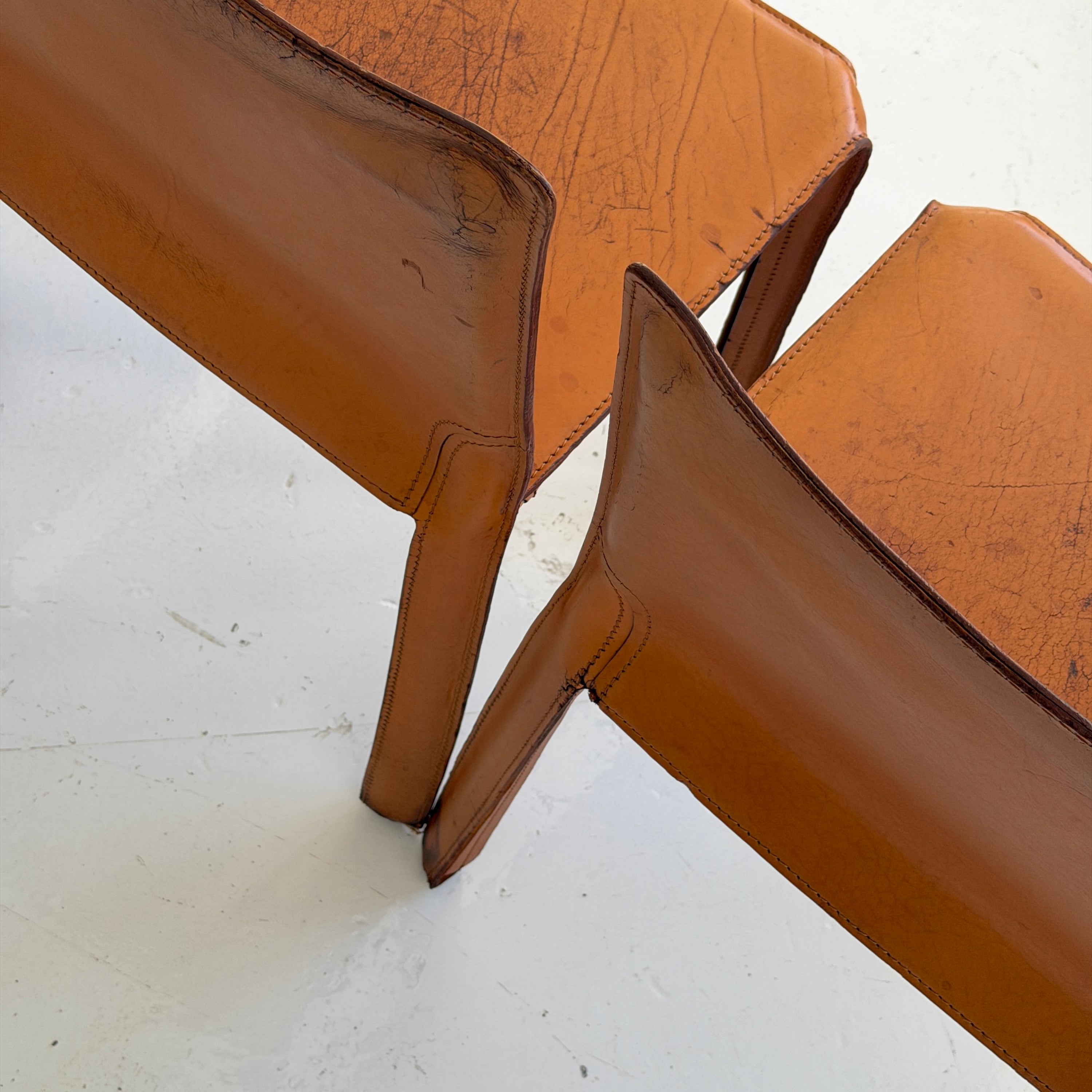 Leather Cab Chairs by Mario Bellini for Cassina