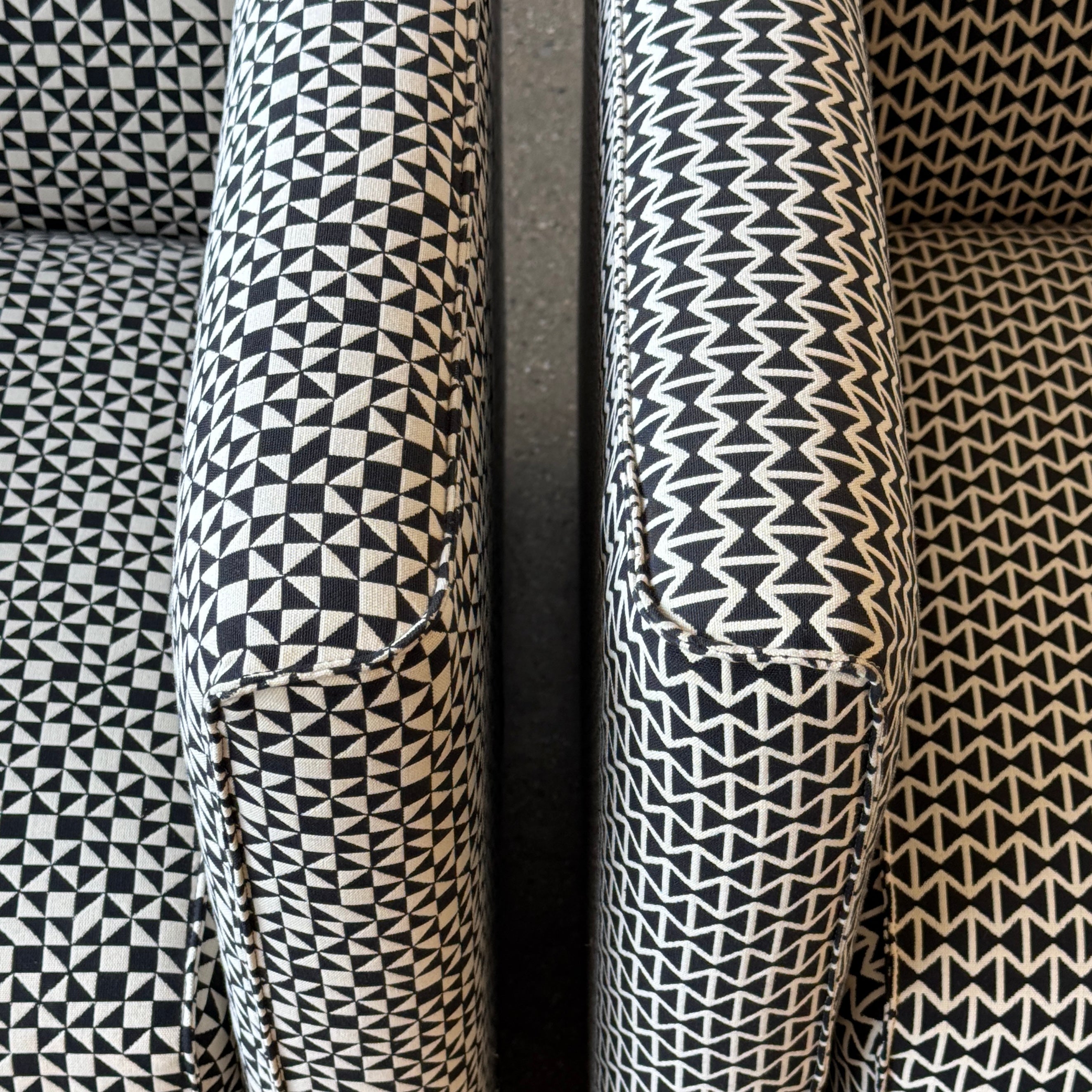 Mismatched Lounge Chairs by Jules Heumann for Metropolitan in Alexander  Girard Fabrics