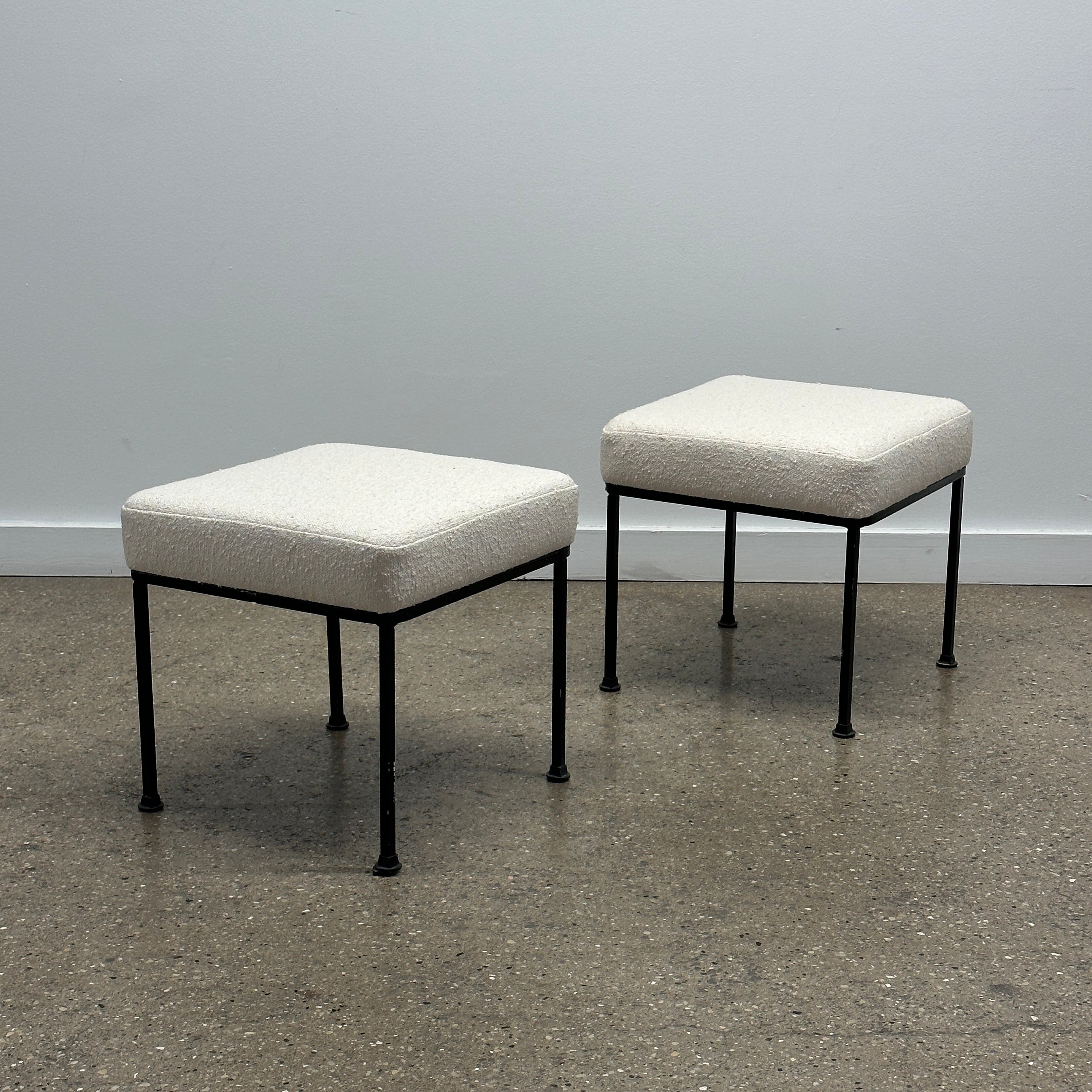 Umanoff Style Iron Side Stools in Boucle
