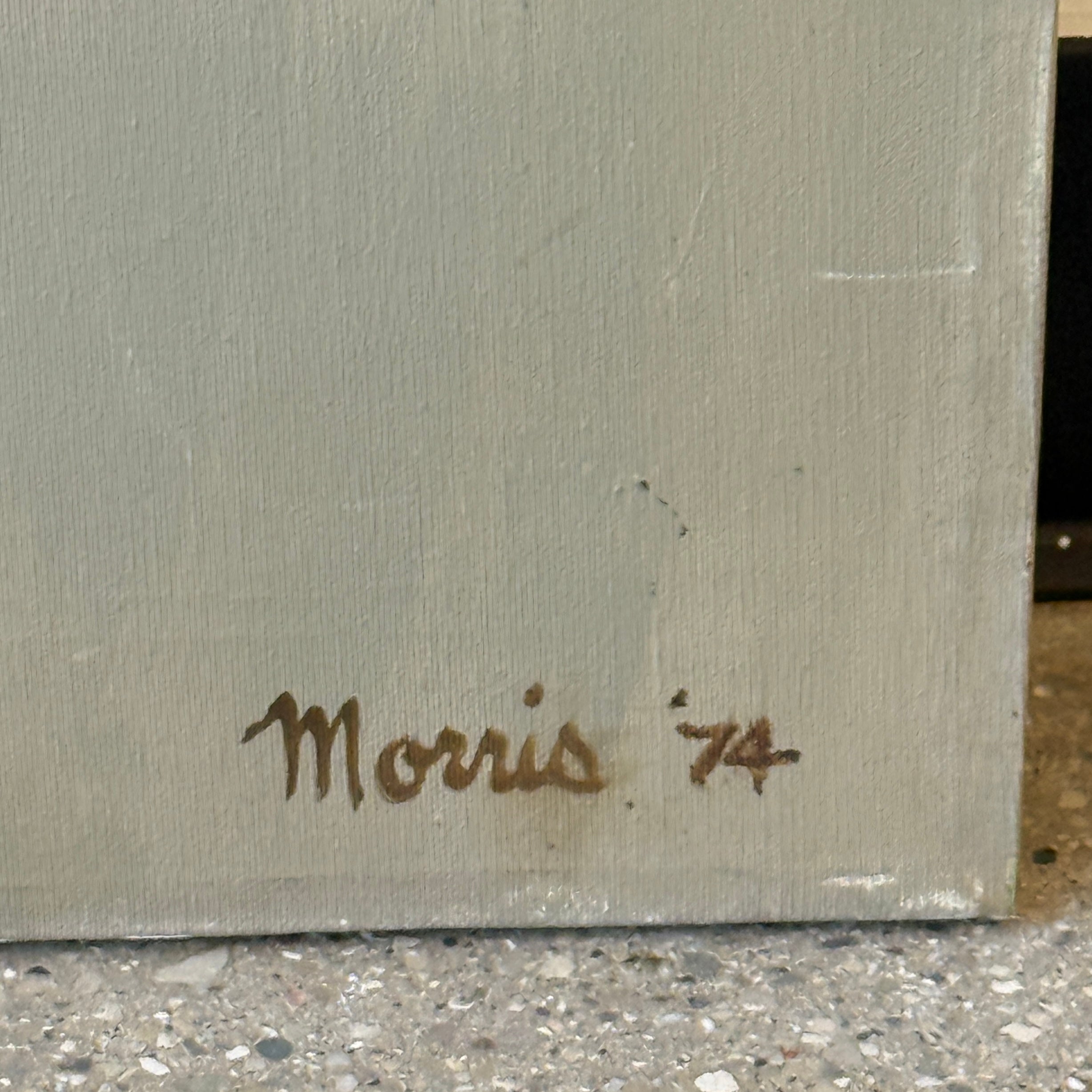 Abstract Acrylic on Canvas Painting Signed Morris