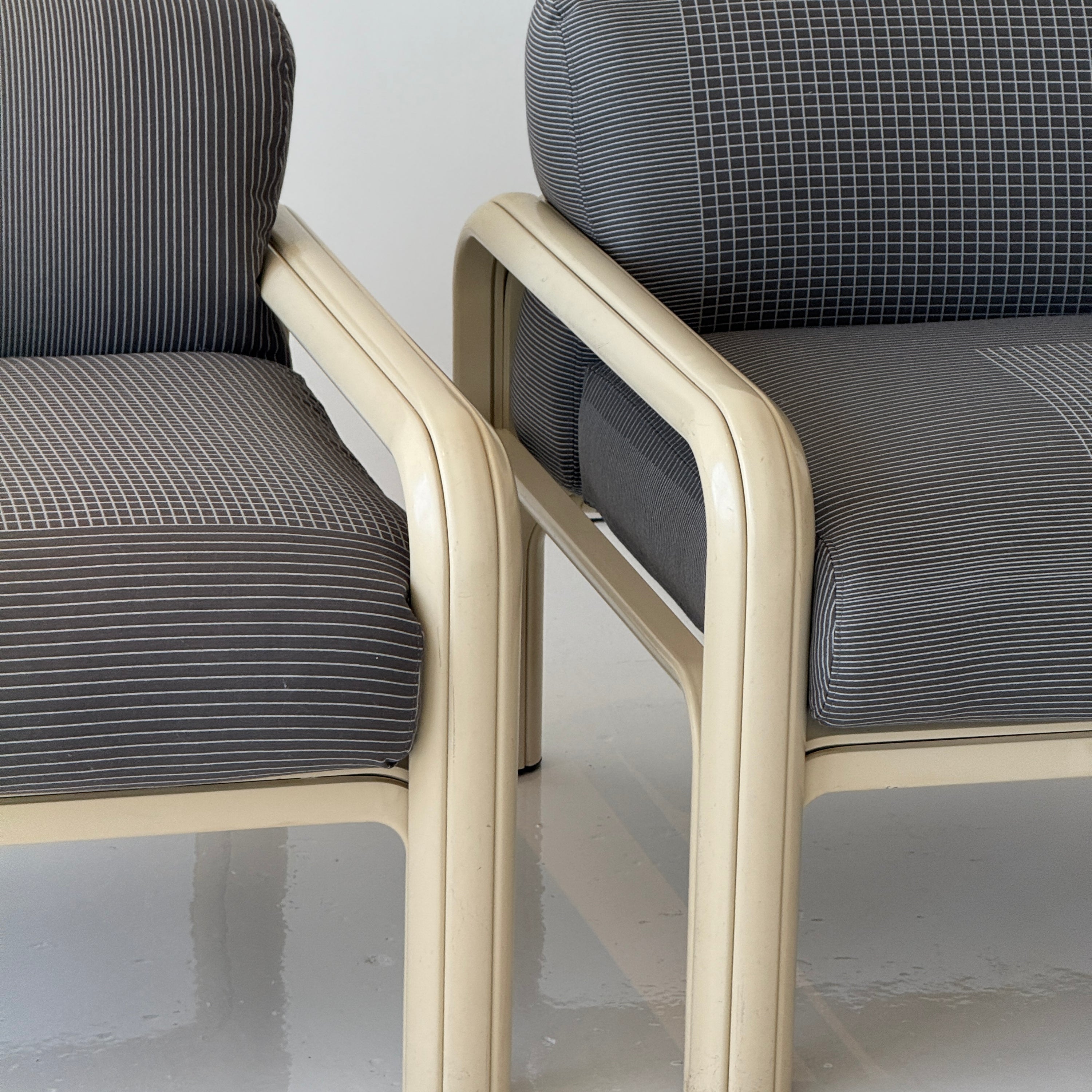 Orsay Lounge Chairs by Gae Aulenti for Knoll in Maharam Grid by Scholten & Baijings