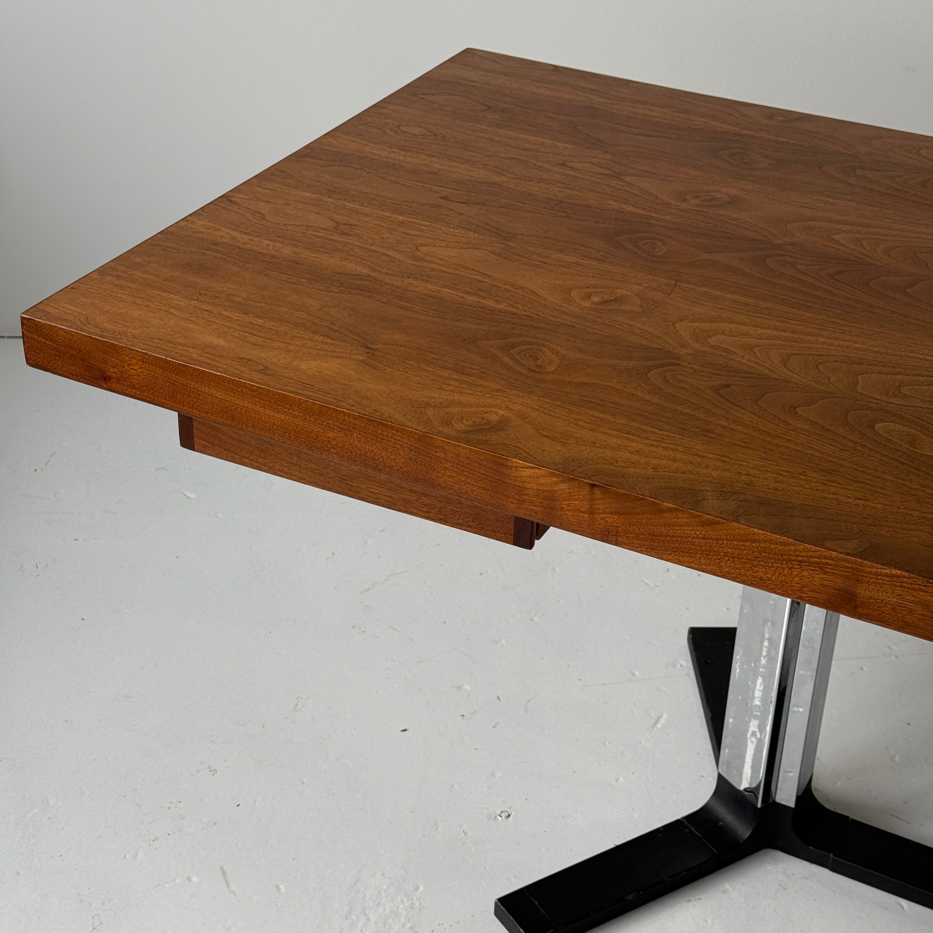 Monumental Walnut/Chrome Executive Desk
