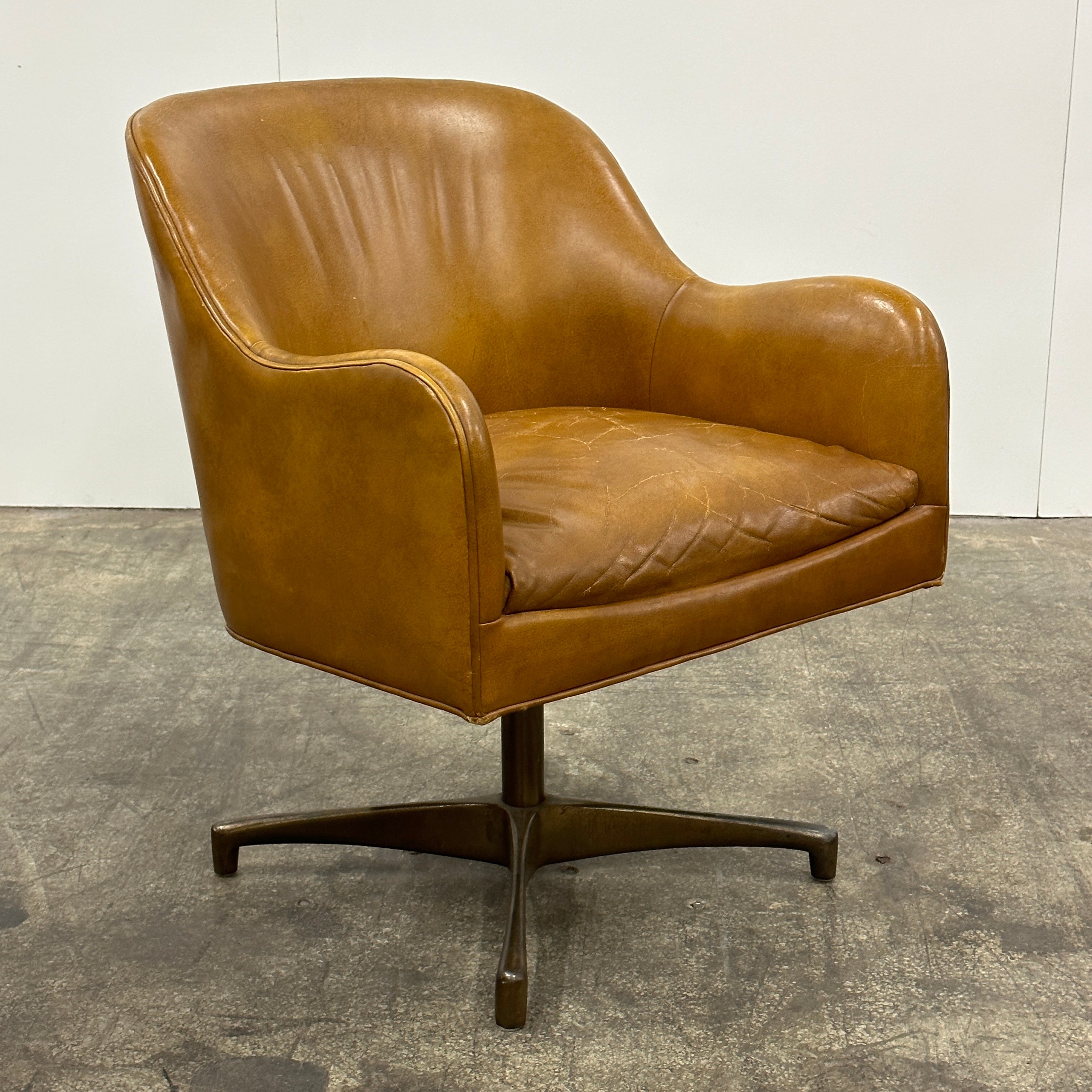 Leather Swivel Chair by Jens Risom for Marble Furniture