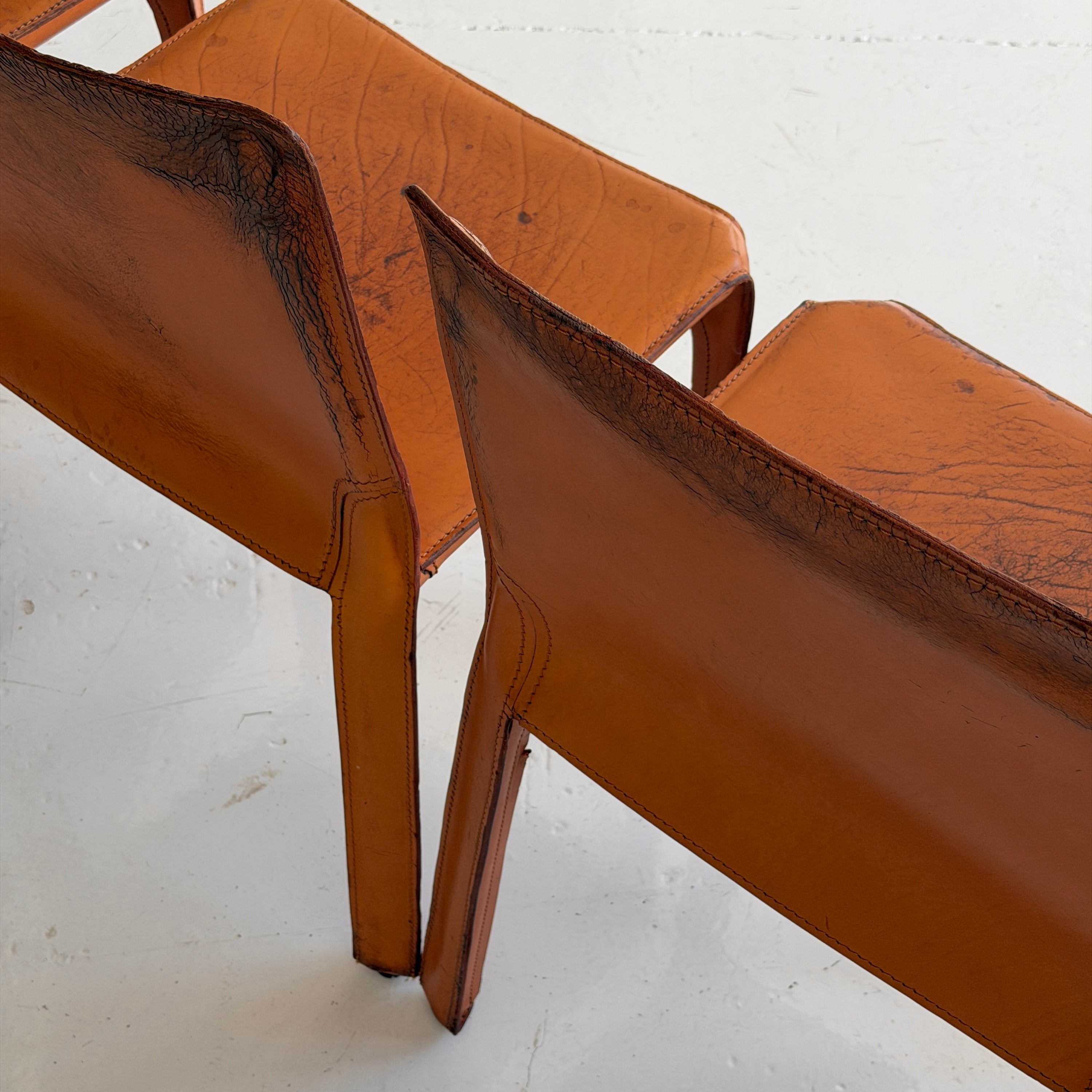 Leather Cab Chairs by Mario Bellini for Cassina